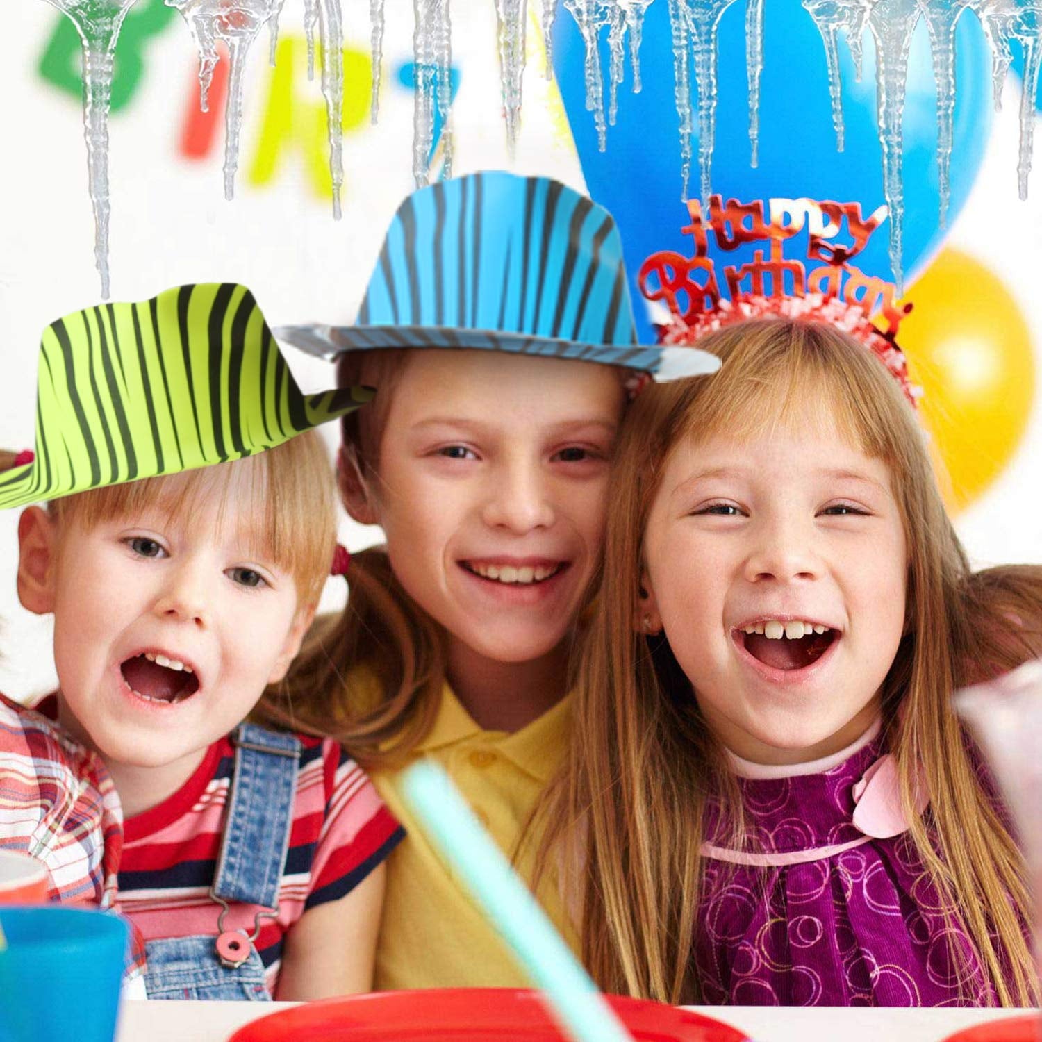 24 Pcs Neon Animal Print Plastic Party Hats - Fedora with Gangster Mafia Style - UV Blacklight Glow Party Stars Rave Hats