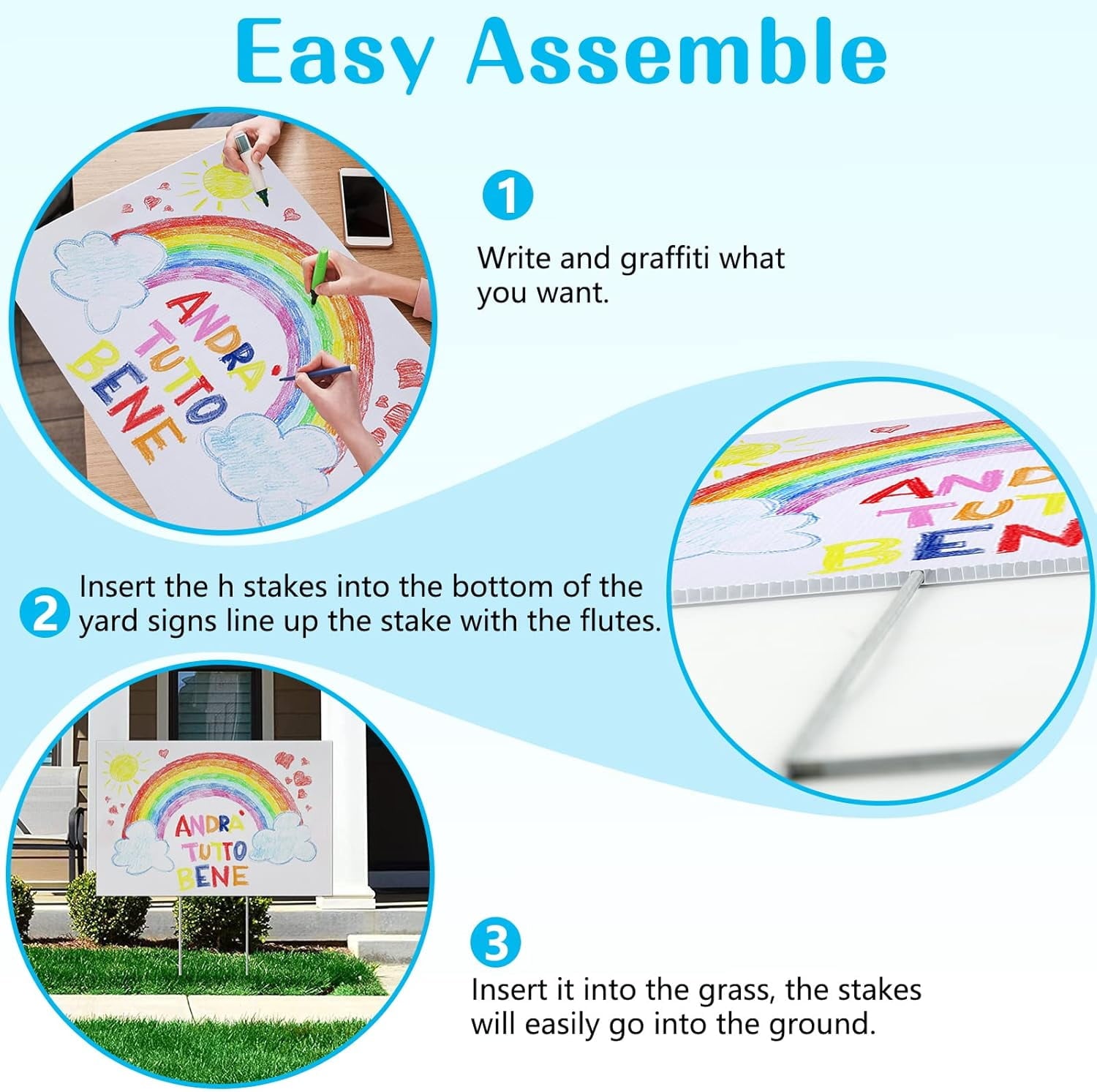 Blank Yard Signs with Stakes, 10 Pack Lawn Signs Corrugated Plastic 17x12 Inches Custom Double Sided for Yard Sale Outdoor, Garage, Open House, Estate, Guidepost, Birthday Party
