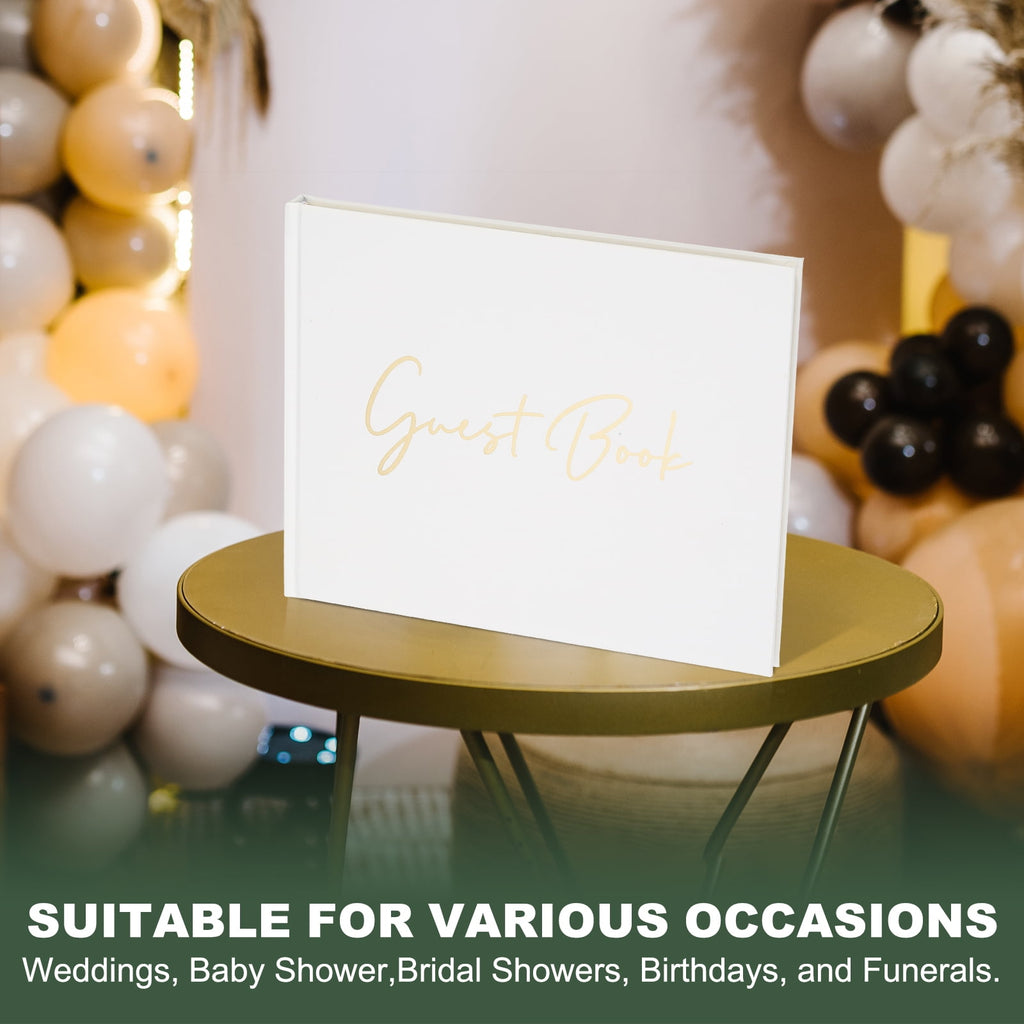 Uxcell Guest Book, 100 Pages Wedding Guest Sign in Book Reception Signature Book Party Decorations Supplies for Birthday Bridal Shower, Gold