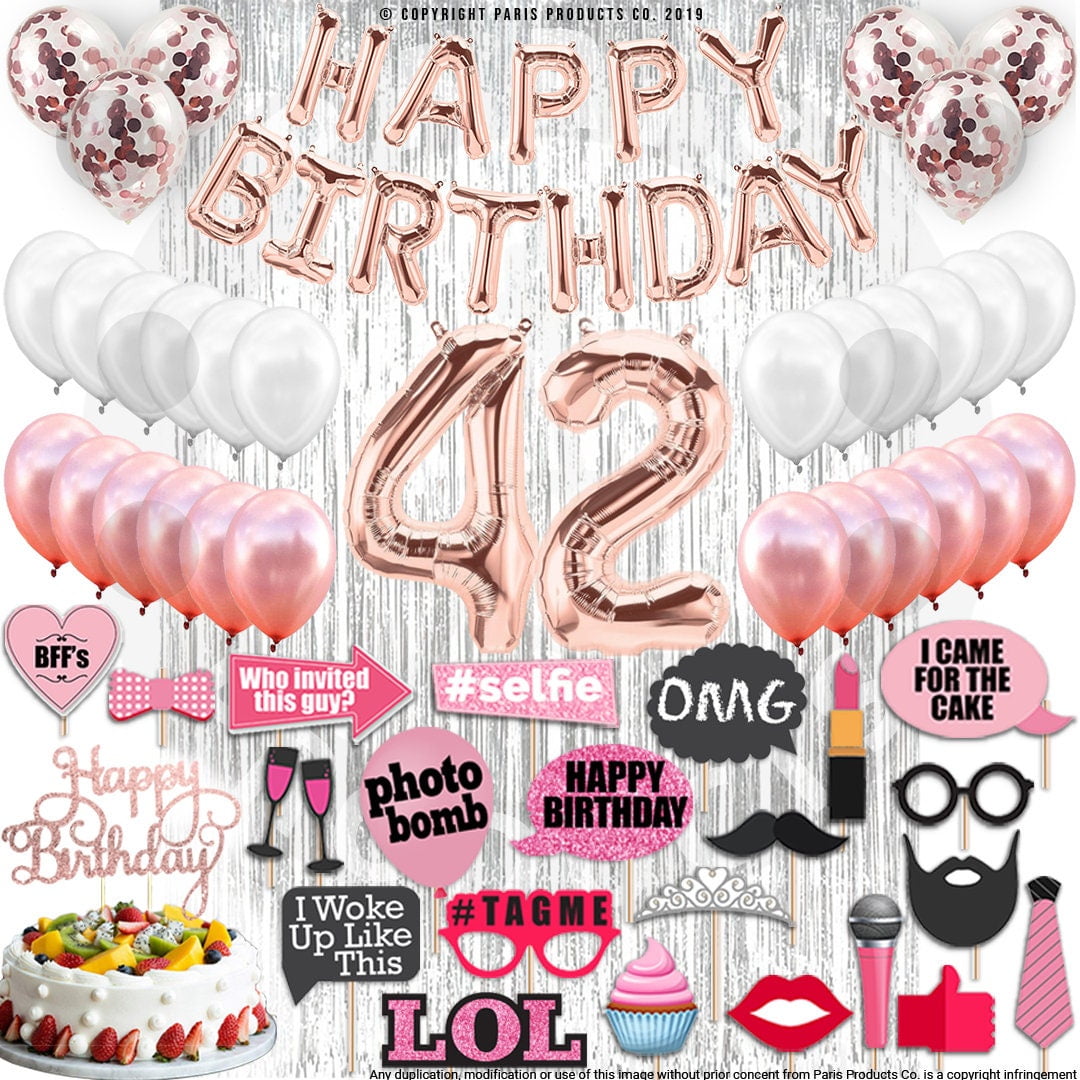 4th Birthday Decorations Party Supplies, Rose Gold 4Number Balloons 4th Foil Mylar Balloons Latex Balloon Decoration 4th Birthday Gifts