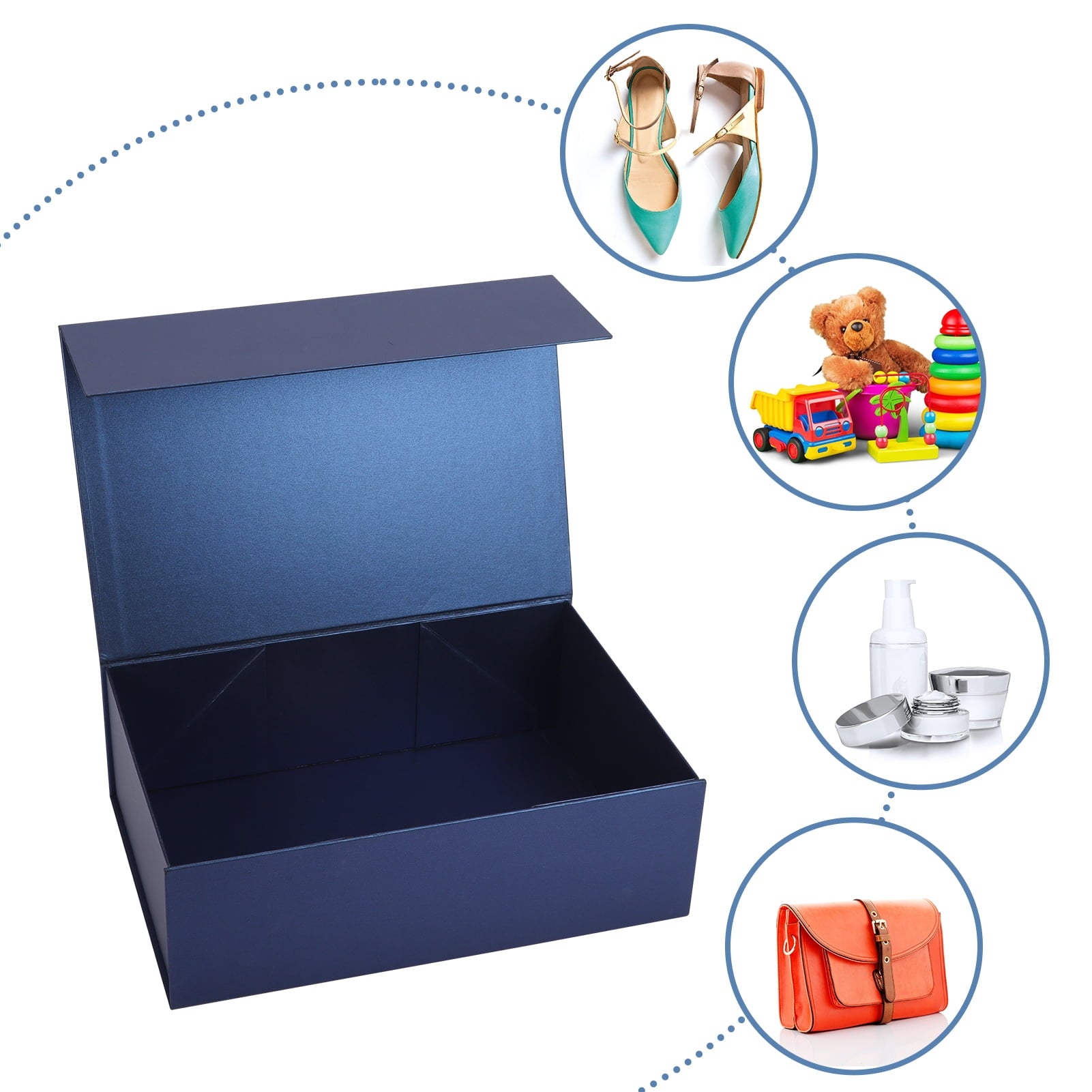4 Pack Magnetic Closure Boxes Set, 12x8x4 Blue Gift Box with Lid for Party Festival Birthday