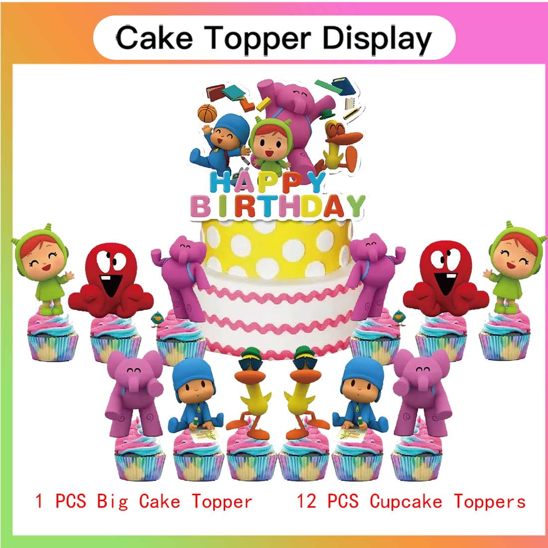 Pocoyo Party Supplies Decor Tableware Backdrop Banner Cake Topper Balloons Birthday Decorations