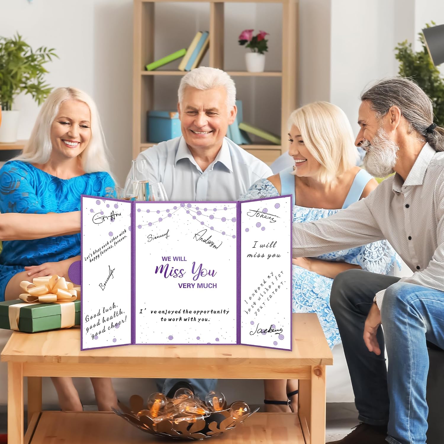 Farewell Guest Book Alternative, Farewell Gifts for Coworkers Friends, Rose Gold We Will Miss You Signature Board, Happy Retirement Party Decorations, Going Away，Farewell Card for Women Men