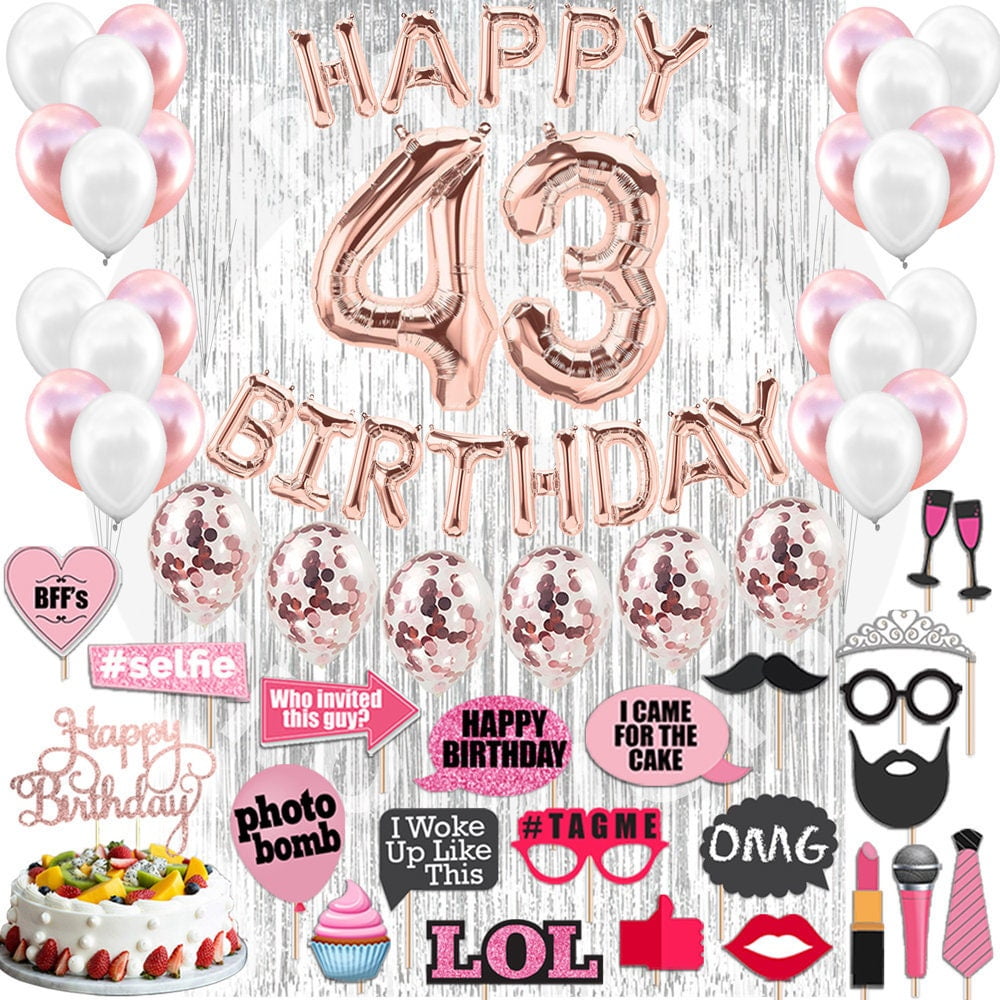 4th Birthday Decorations Party Supplies, Rose Gold 4Number Balloons 4th Foil Mylar Balloons Latex Balloon Decoration 4th Birthday Gifts