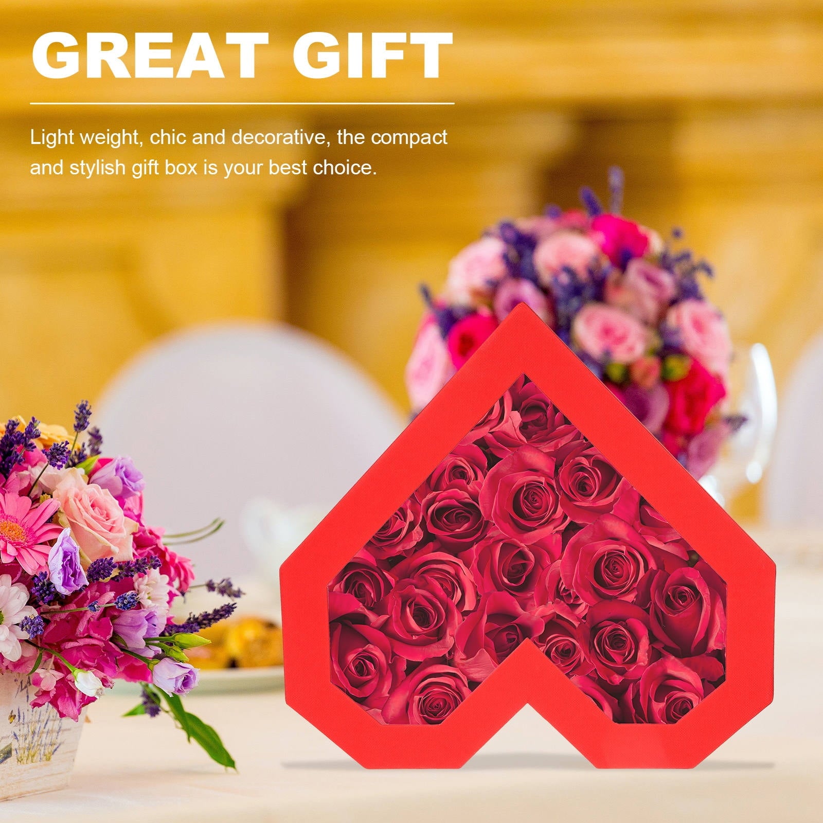 ifundom Rose Flower Heart Box Gift Case for Christmas Party and Special Celebrations