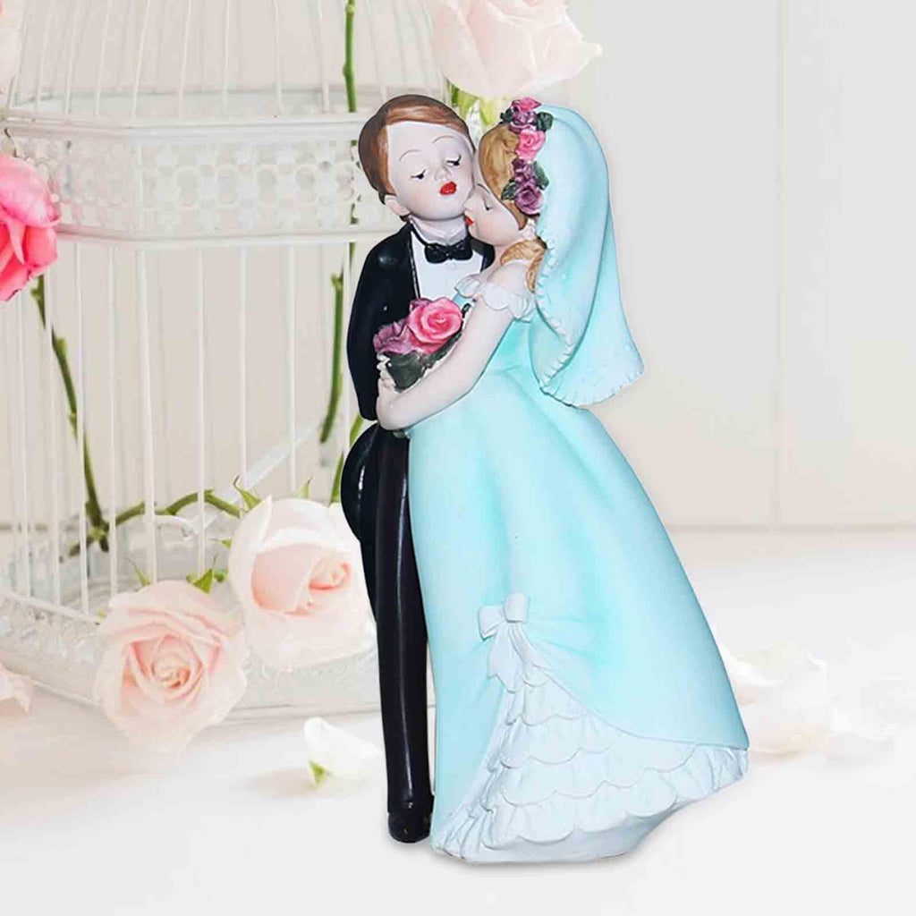 S SERENABLE Wedding Cake Topper Bride and Groom Mini DIY Micro Landscape Miniature Scene People Wedding Cake Dolls Topper for Anniversary Blue Dress