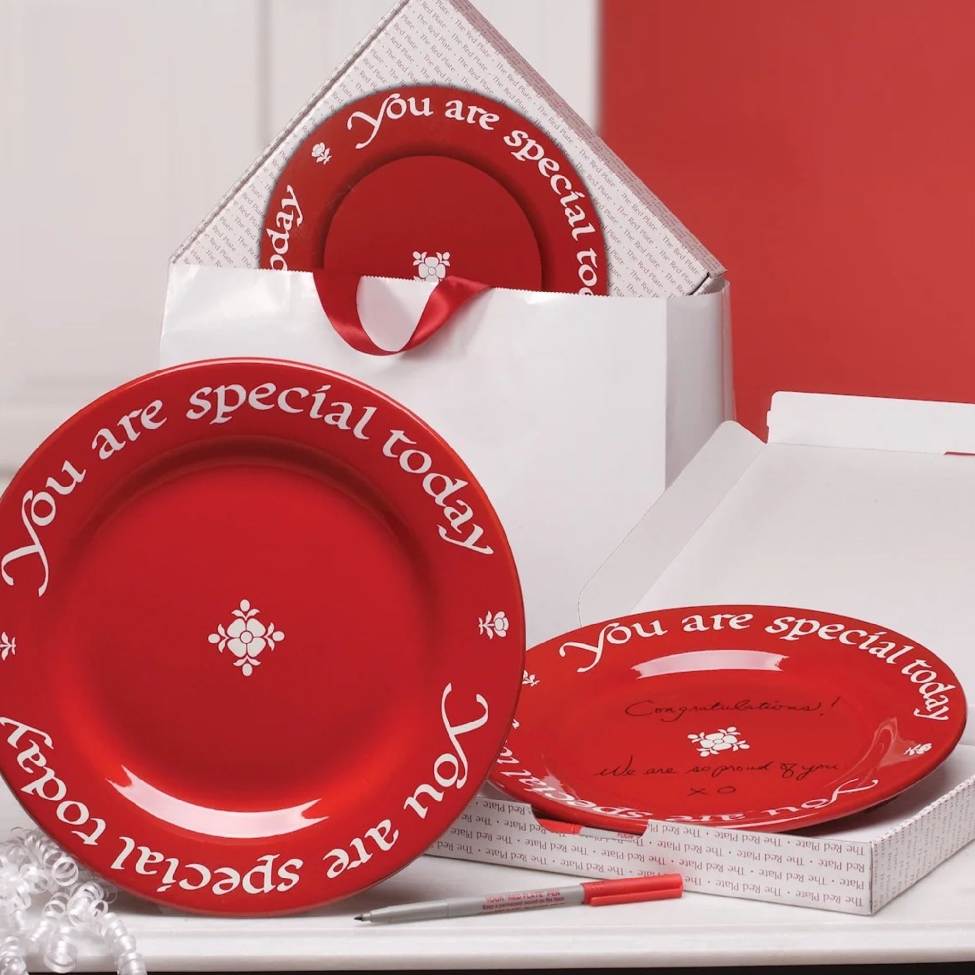 Waechtersbach "You Are Special Today" Red Plate - 10.63" Decorative Chinaware Celebration Dish, Ceramic Tableware for Birthdays, Anniversaries, Promotions, Family Traditions - Dishwasher Safe