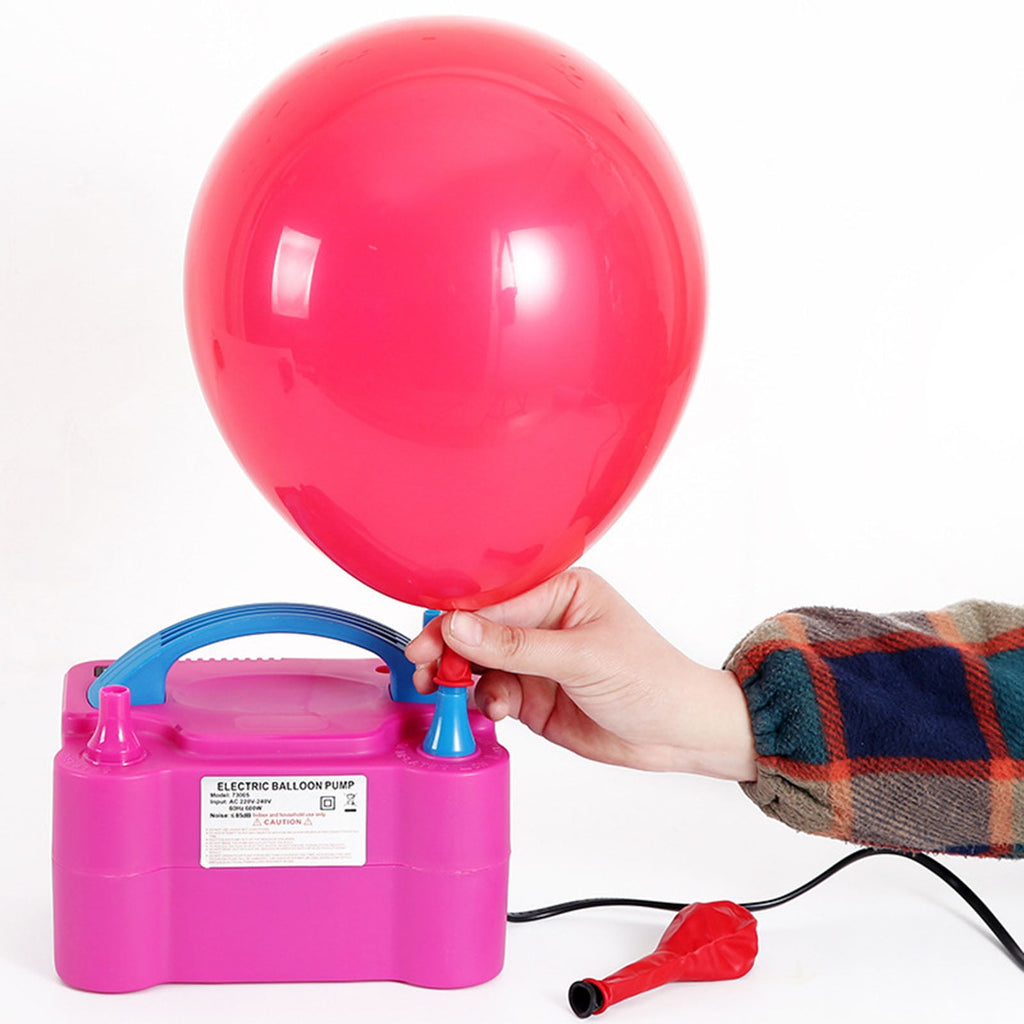 AOJA 1 Set Inflator Pump Portable Handle Double Holes Multiple Air Nozzles Labor-saving Save Time US Plug Electric Balloon Machine Home Supply