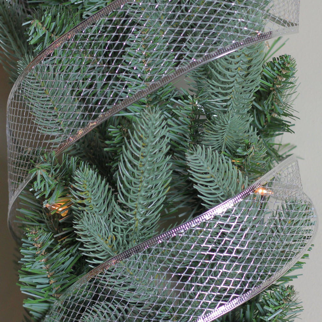 Northlight Pack of 12 Glittering Silver Metallic Lattice Christmas Wired Craft Ribbons - 2.5" x 120