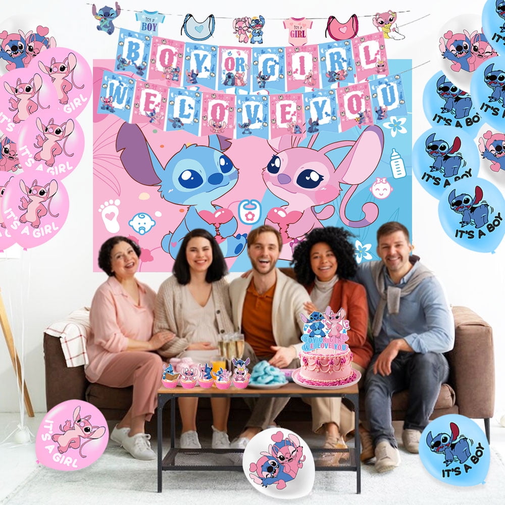 Gender Reveal Decorations Party Supplies Boy or Girl Gender Reveal Banner Balloons, Cupcake Toppers, Backdrop for Baby Shower Pink and Blue Party Decorations