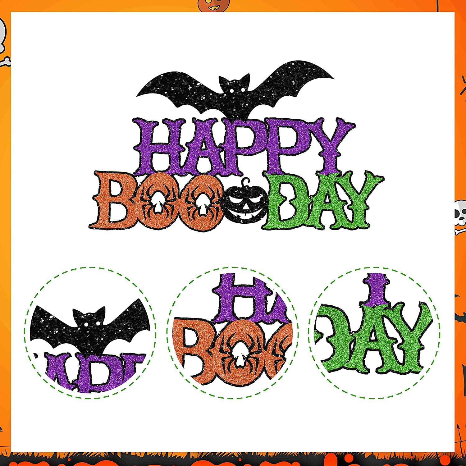 Halloween Birthday Cake Decorations - Happy Boo Day Cake Topper for Boys Girls Here for the Boos, Trick or Treat Spooky Themed Birthday Party Supplies with Bat Pumpkin Sign