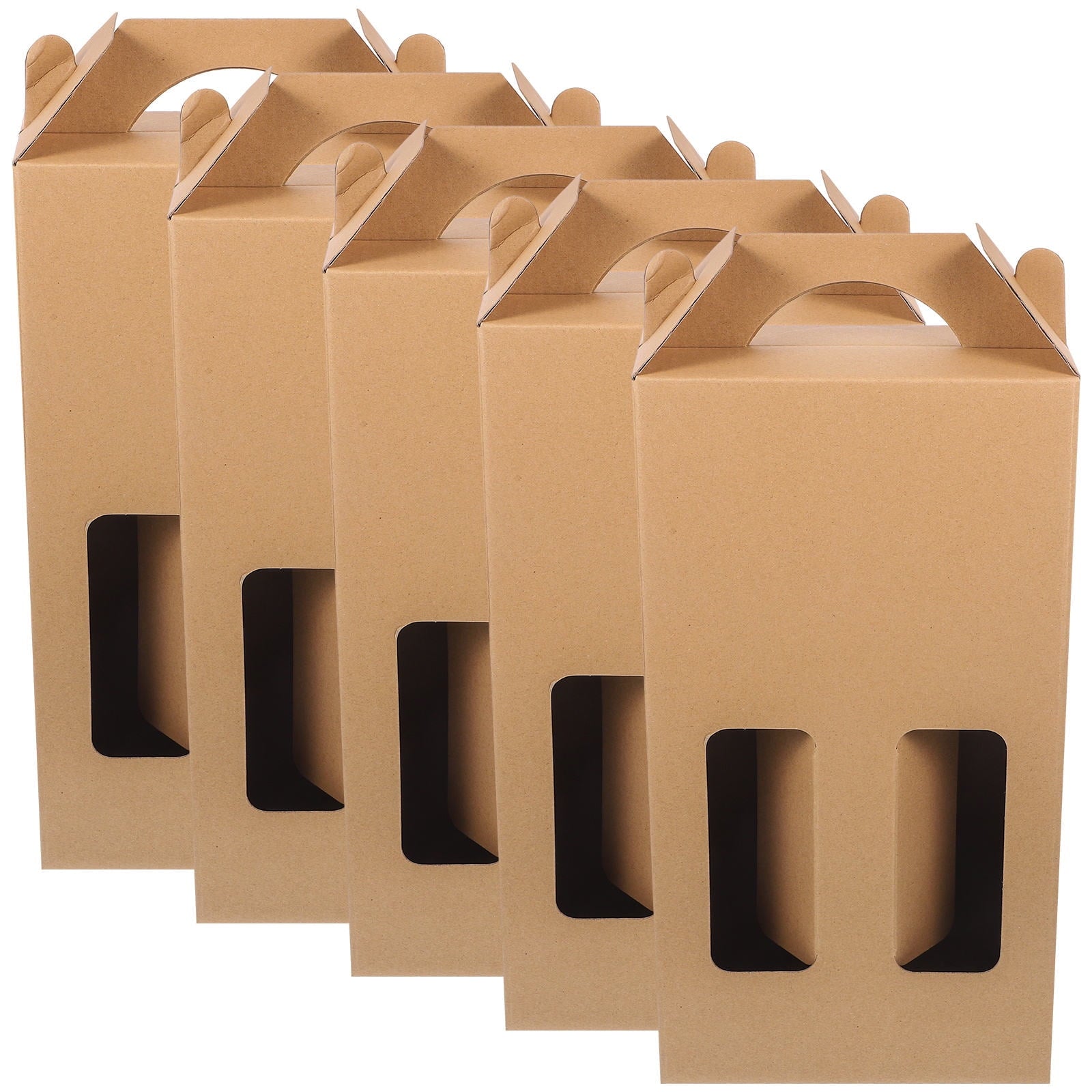 5Pcs Wine Packing Box Paper Bottle Holder Handheld Wine Holder Wine Storage Box Paper Gift Box