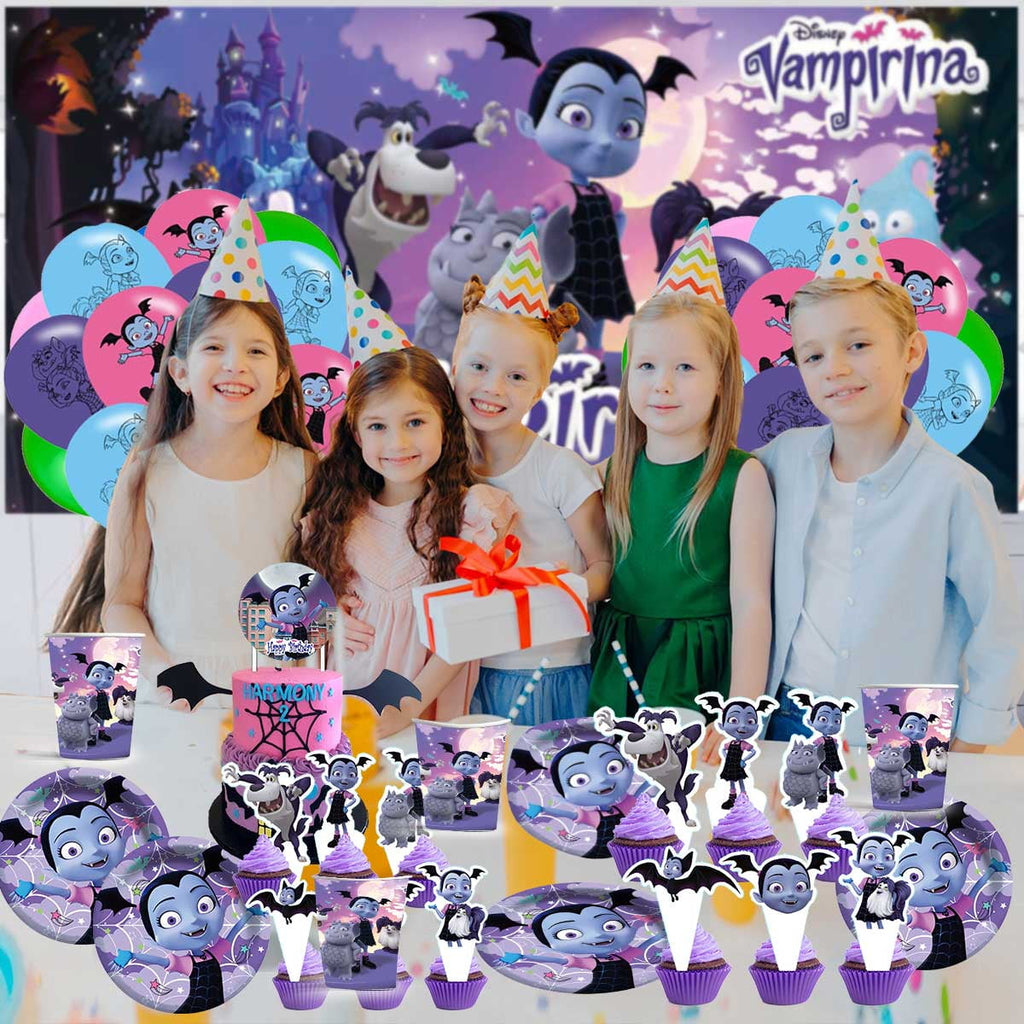 Vampirina Plates Tableware Balloons Party Supplies Cake Topper Banner Decorations Birthday Decor Banner Backdrop