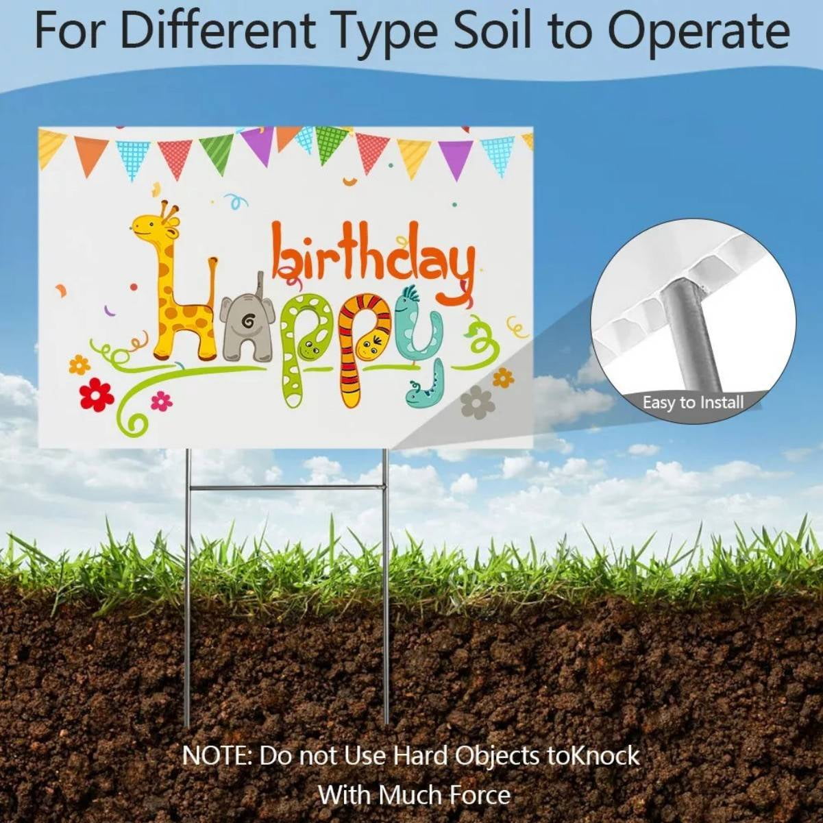 18x24" Yard Signs 5PACK Personalized Blank Corrugated Lawn Sign Large With Stakes