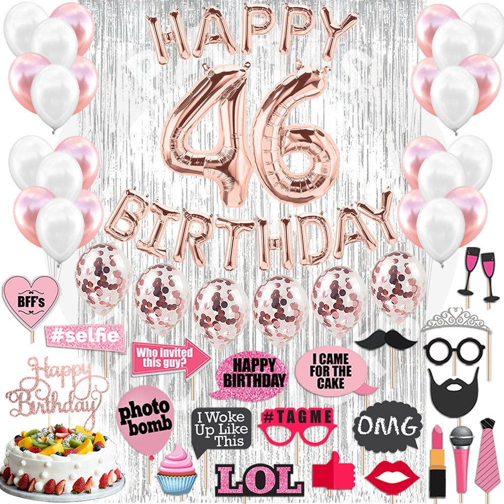 4th Birthday Decorations Party Supplies, Rose Gold 4Number Balloons 4th Foil Mylar Balloons Latex Balloon Decoration 4th Birthday Gifts