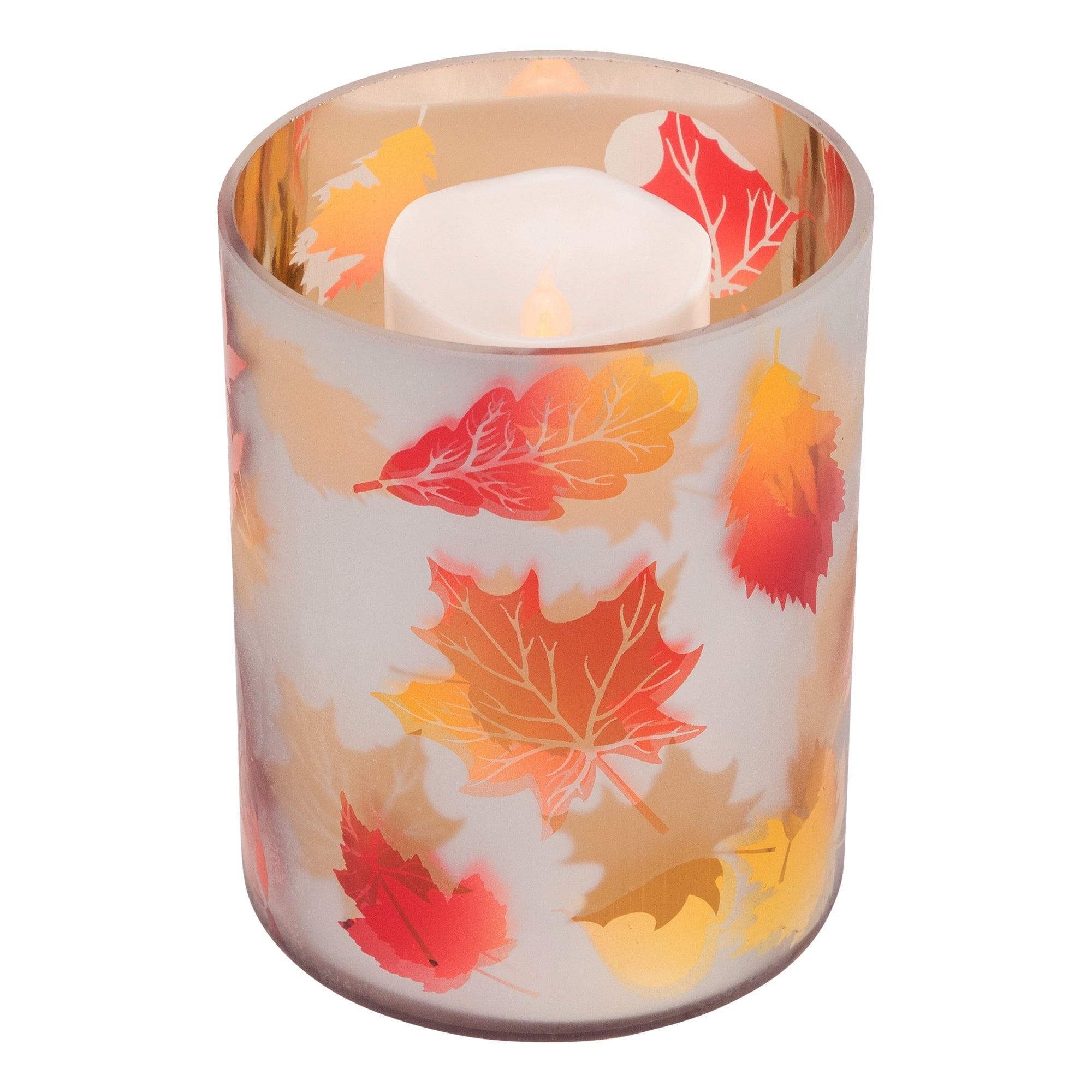 Northlight Autumn Leaves Glass Votive Candle Holder - 6"