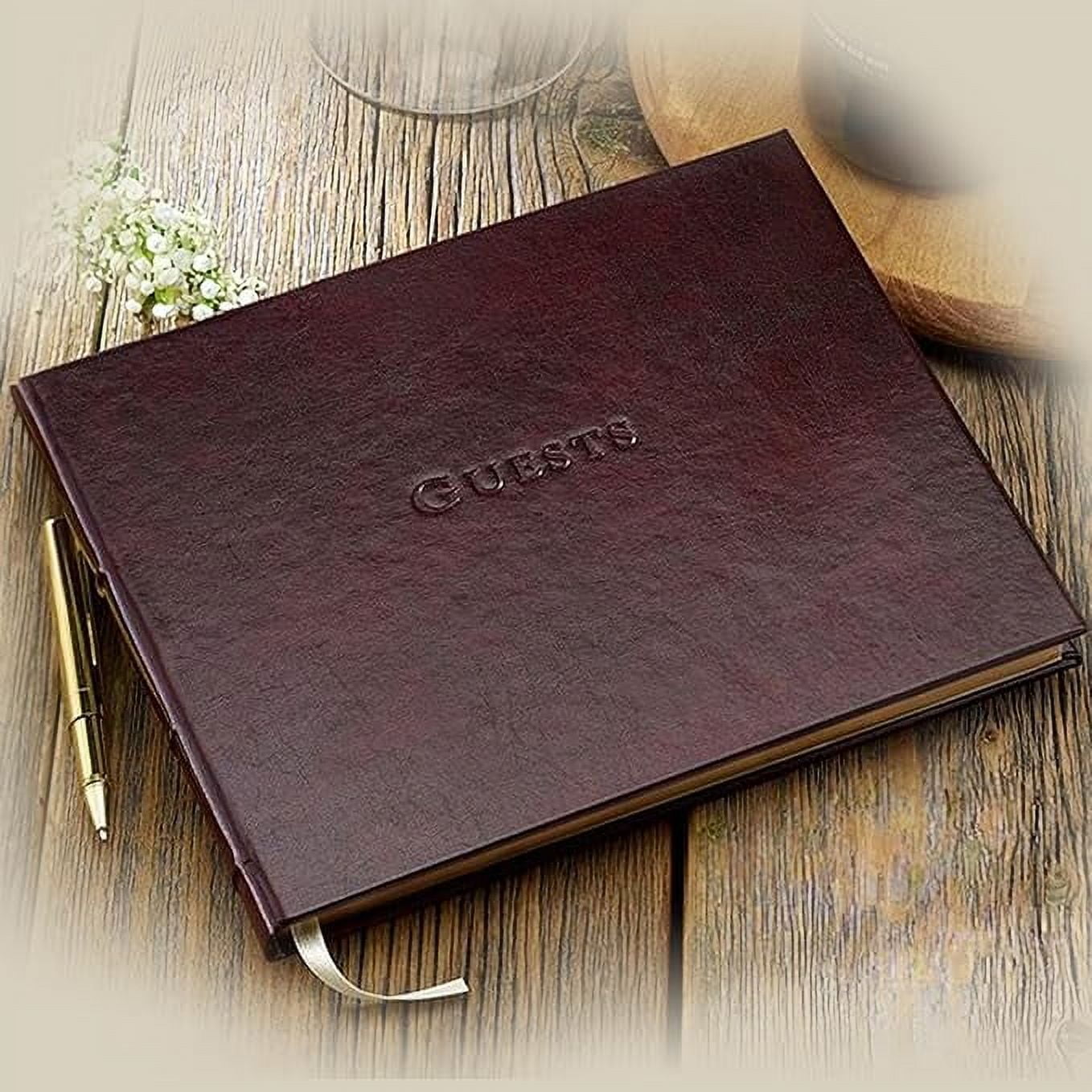 Gallery Leather Guest Book Wedding, Guestbook for Vacation Home, Baby Shower, Party, Special Events, add Polaroid Photos, 192 Lined Pages, Bonded Leather, Hardcover - Acadia Green