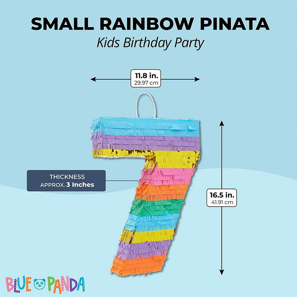 BLUE PANDA Rainbow Number 7 Pinata for Kids Ages 3-14 Birthday Party Decorations, Fiesta, Cinco de Mayo Celebration, Small (12 x 3 x 16.75 In)