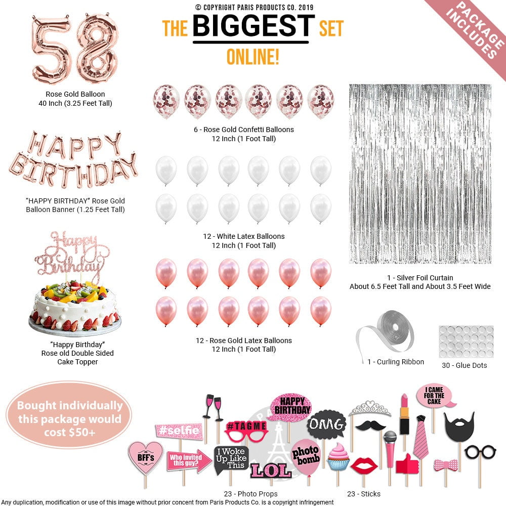 4th Birthday Decorations Party Supplies, Rose Gold 4Number Balloons 4th Foil Mylar Balloons Latex Balloon Decoration 4th Birthday Gifts