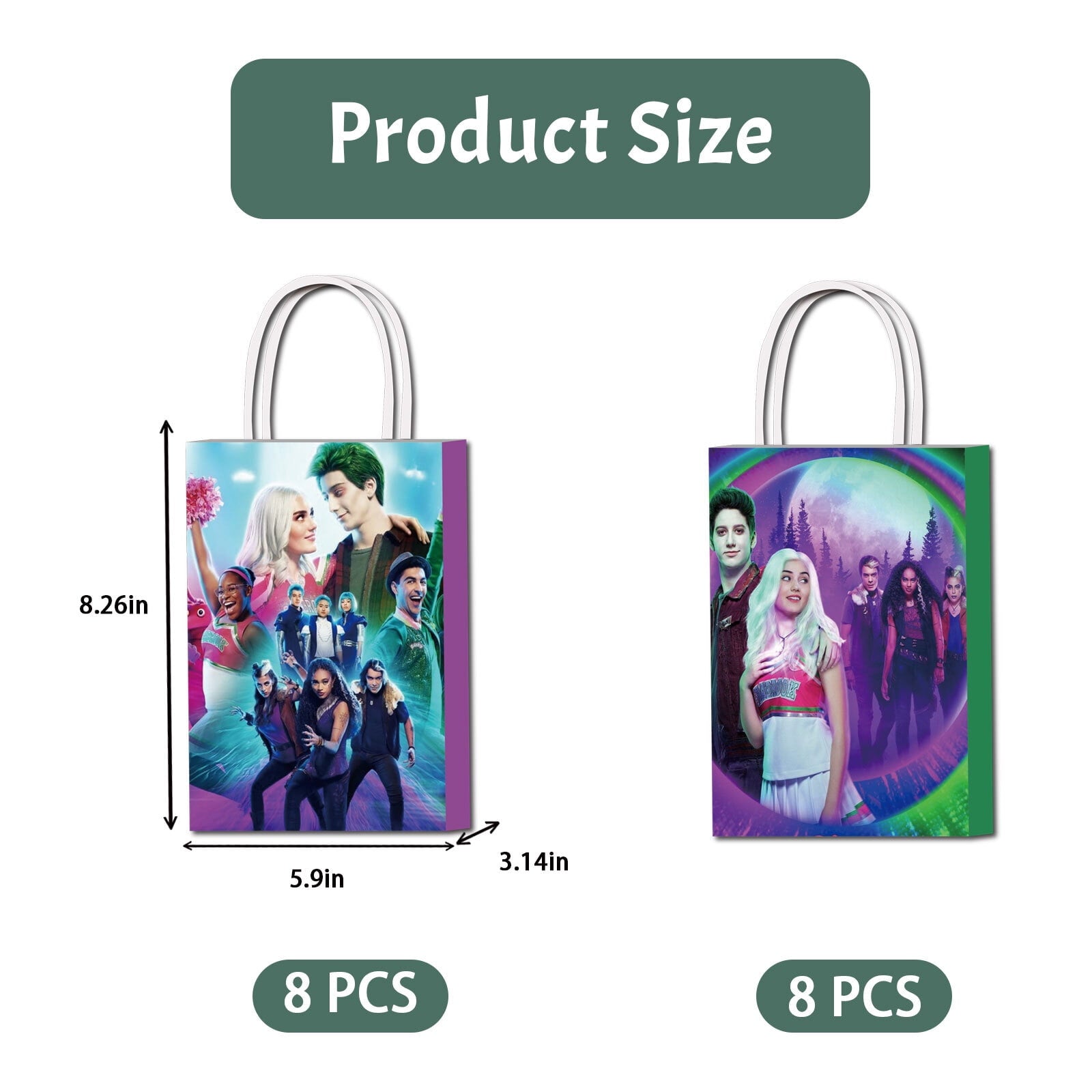 16 Pcs For Zombies Party Favor Bags – 2 Styles with Handles, Gift Bags for Birthday Parties, Themed Celebrations, Events