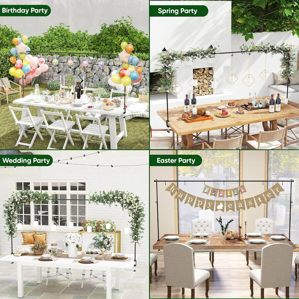 AIWFL Black Table Arch Stand for Wedding Decoration, Adjustable 29.1"-40.7" Tall Over The Table Rod Stand for Party Centerpiece Birthday Decoration, 0.8"-98" Length
