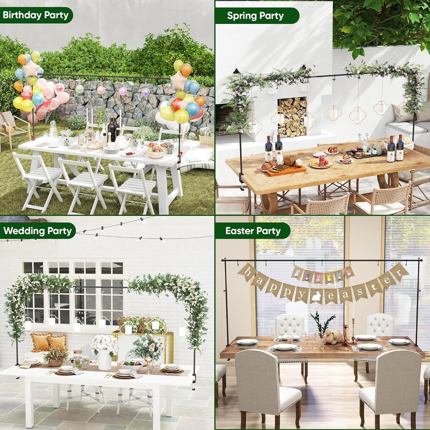 AIWFL Black Table Arch Stand for Wedding Decoration, Adjustable 29.1"-40.7" Tall Over The Table Rod Stand for Party Centerpiece Birthday Decoration, 0.8"-98" Length