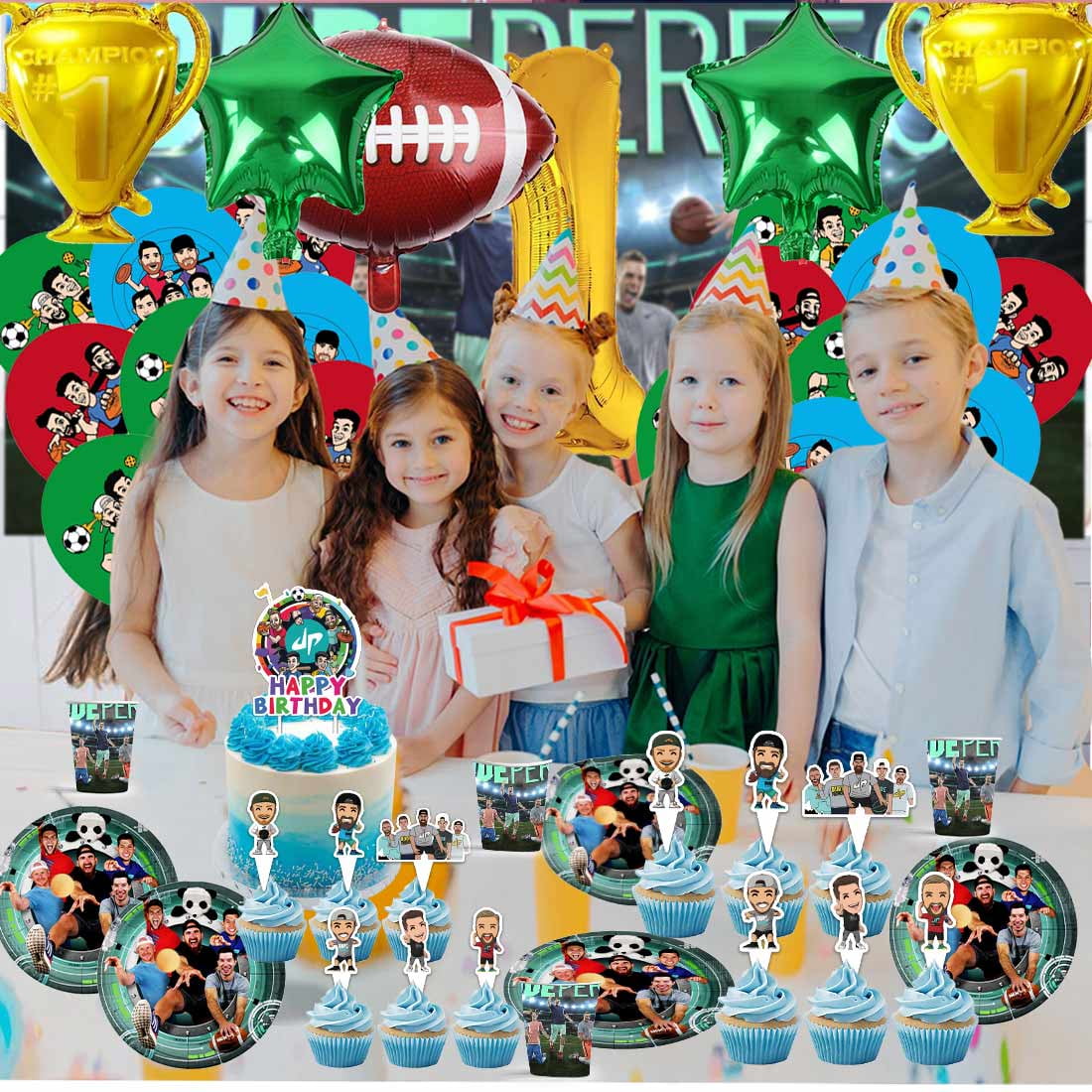 Dude Perfect Party Supplies Decor Tableware Backdrop Banner Cake Topper Balloons Birthday Decorations
