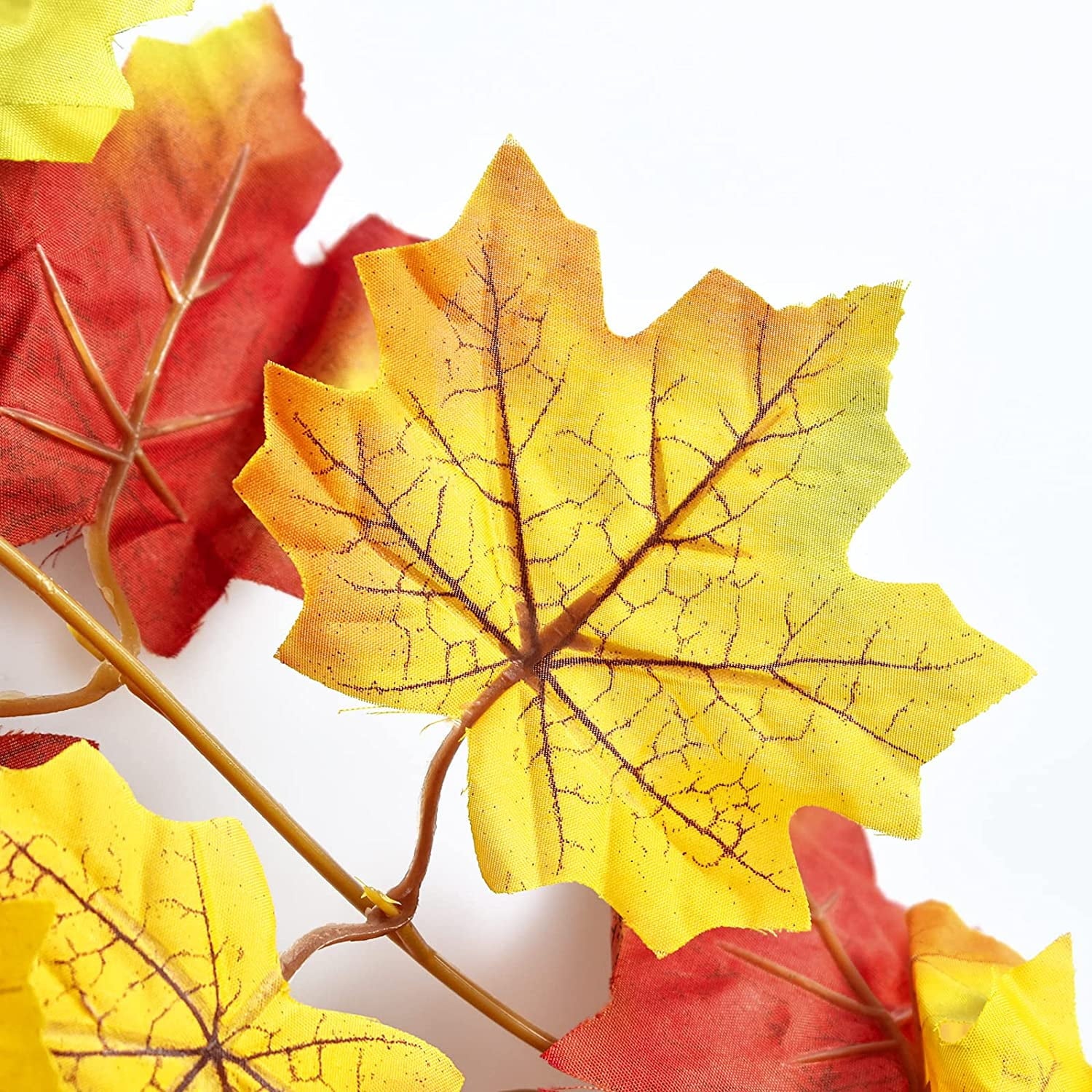 Samhe 3 Pack Fall Leaves Garland, Artificial Maple Leaf Autumn Garland Hanging Vine for Thanksgiving Party Front Door Home Fireplace Harvest Thanksgiving Decor (Yellow, 6.5Ft/Pack)