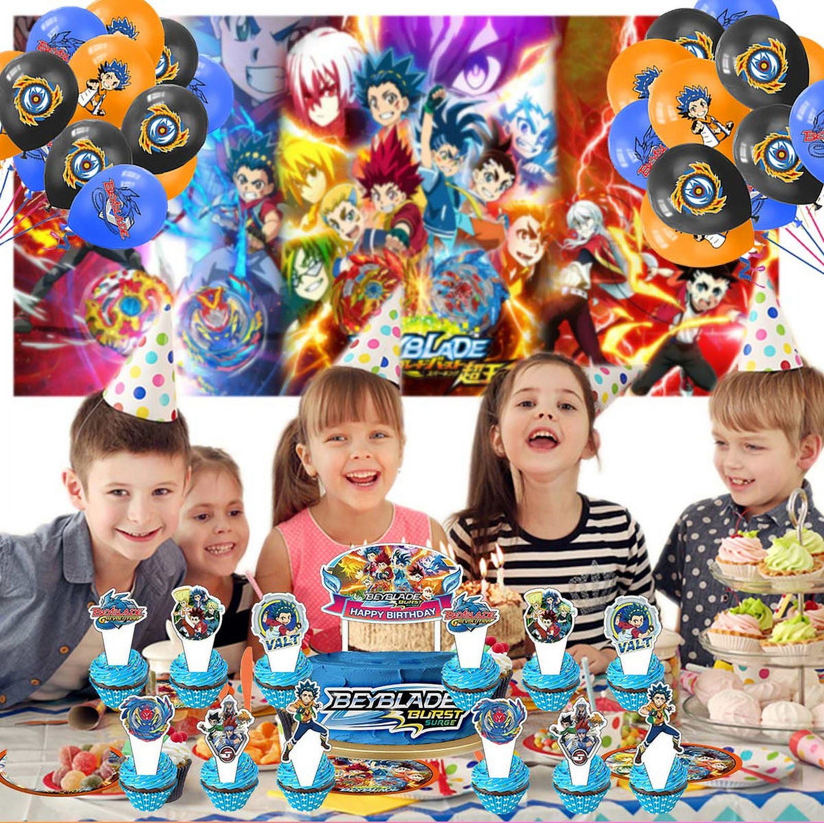 Beyblade Birthday Party Supplies Balloons Plates Decoration Cake Topper Decor Tableware Banner Backdrop