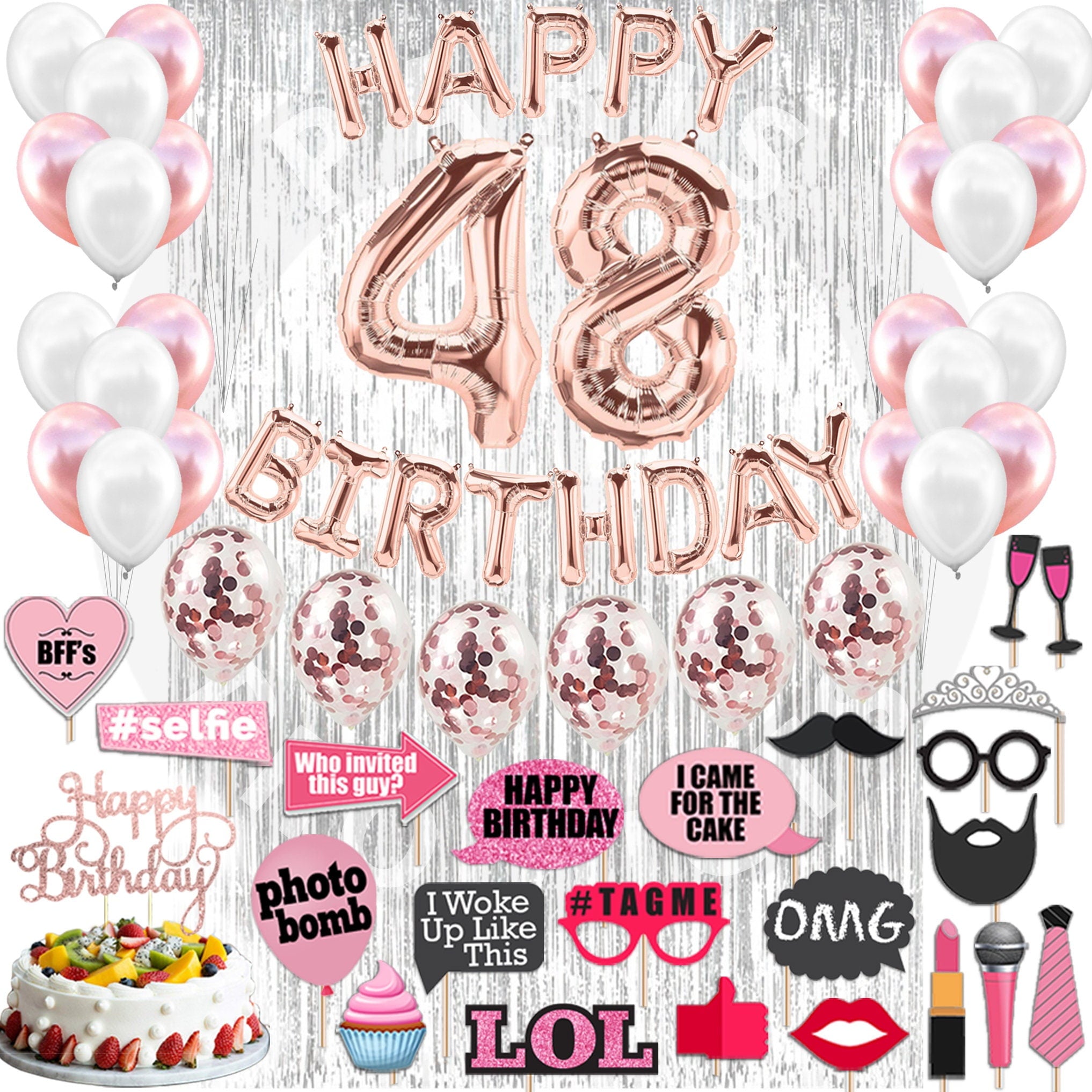 4th Birthday Decorations Party Supplies, Rose Gold 4Number Balloons 4th Foil Mylar Balloons Latex Balloon Decoration 4th Birthday Gifts