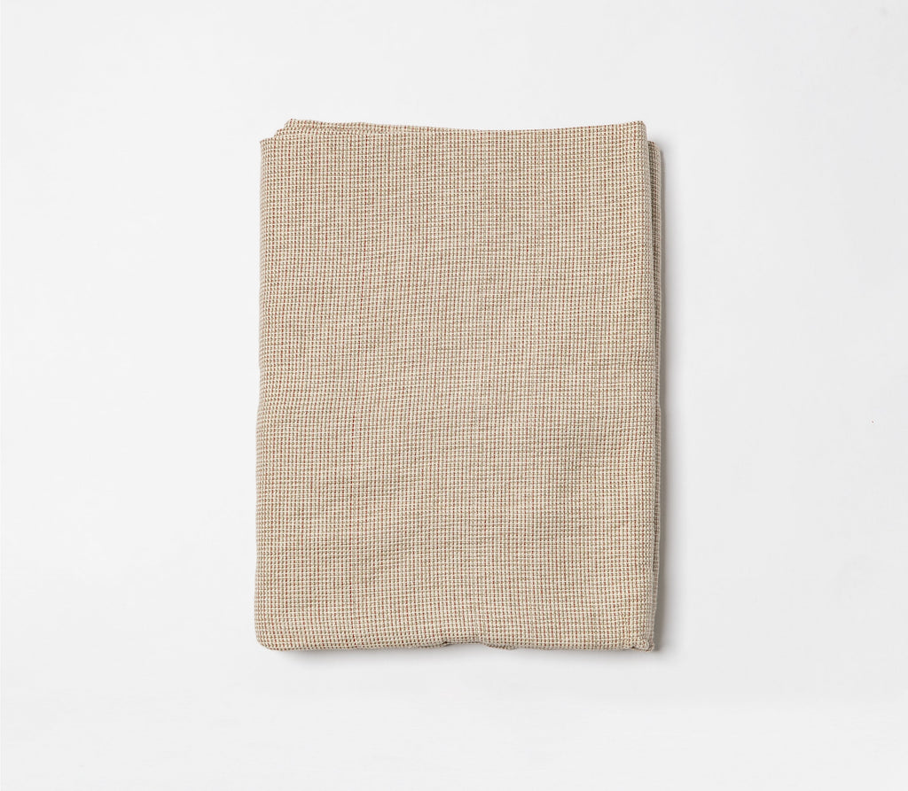Tweed Tablecloth, 100% Cotton, 52" X 70", Taupe/Green