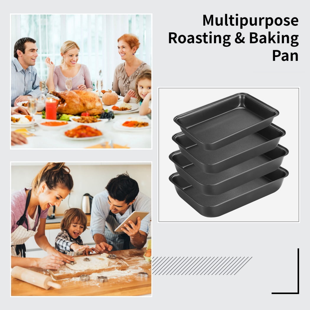 4PCS Non-stick Oven Tray, Carbon Steel Baking Trays, Deep Oven Tray Set, Roasting Tins Ovenware, Rectangle Baking Cookie Sheet, Cooking and Baking Pans, Dishwasher Safe