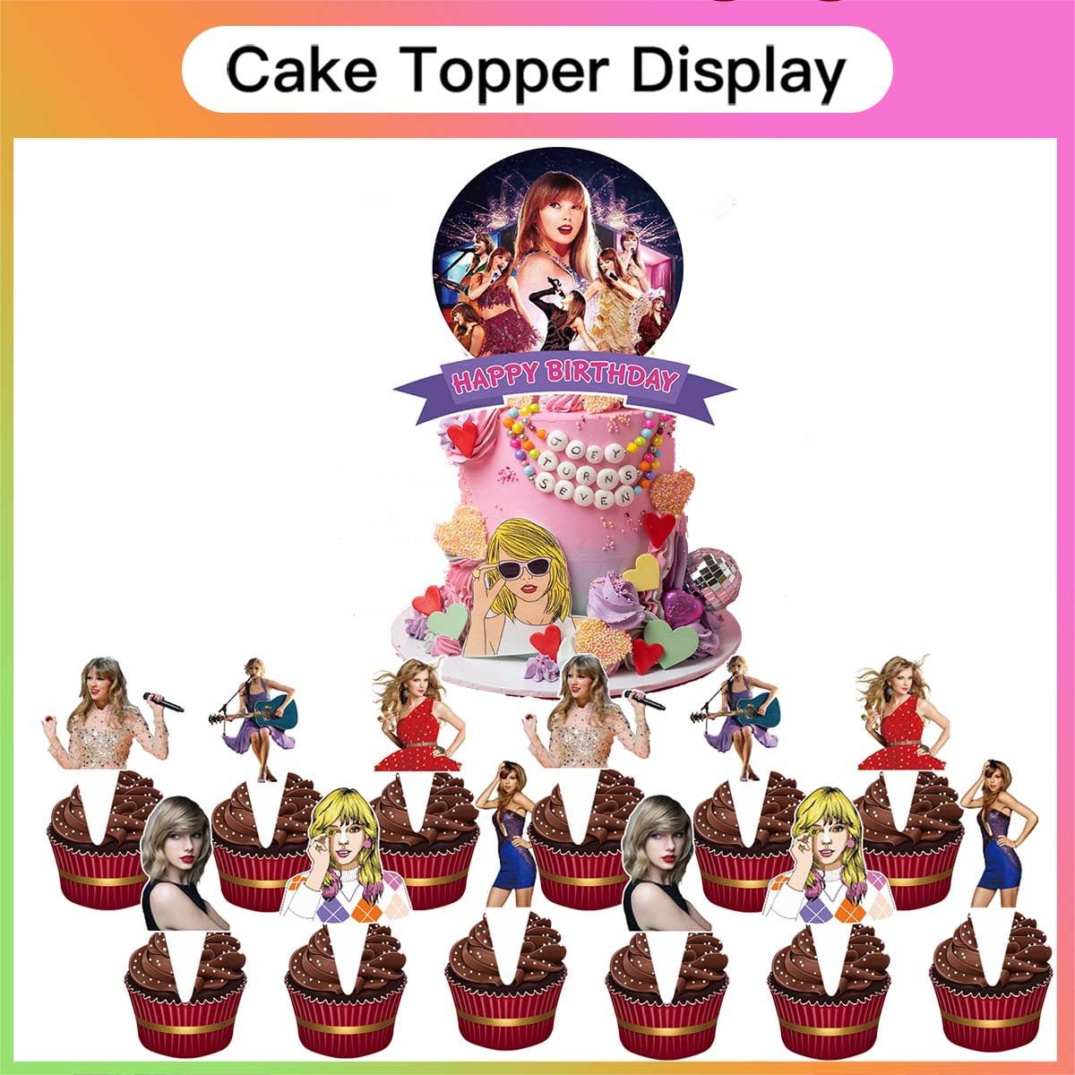 TayLor Balloons Supplies Party Decor Plates Decorations Banner Cake Topper Tableware Banner Backdrop