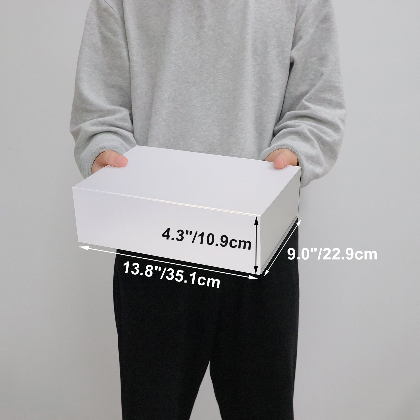 Premium White 13.8x9x4.3 Gift Boxes in a 4-piece set Magnetic Closure, Eco-Friendly, Space-Saving Storage for Gifts and Home Decor