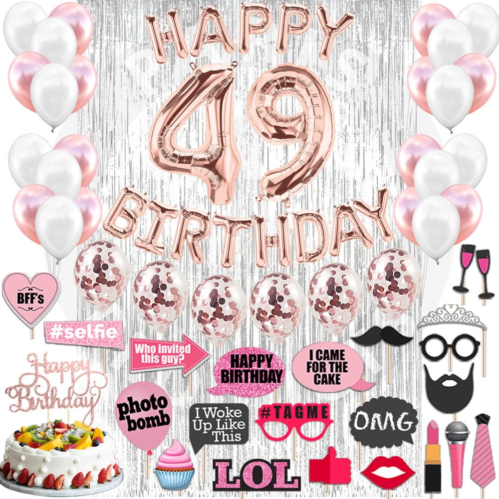 4th Birthday Decorations Party Supplies, Rose Gold 4Number Balloons 4th Foil Mylar Balloons Latex Balloon Decoration 4th Birthday Gifts