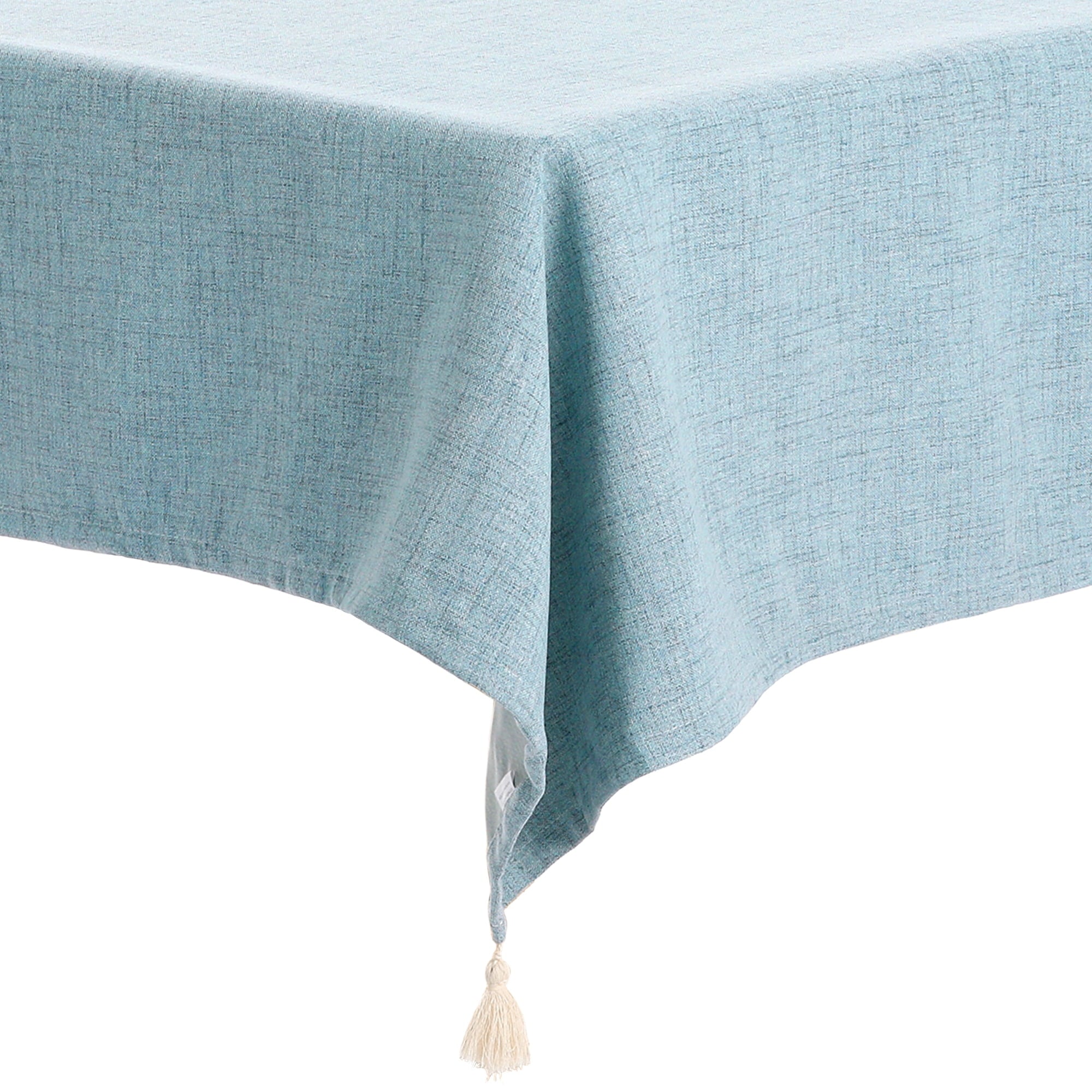 Unique Bargains Rectangle Tablecloth with Fringe for Indoor Outdoor Light Blue 47"x67"