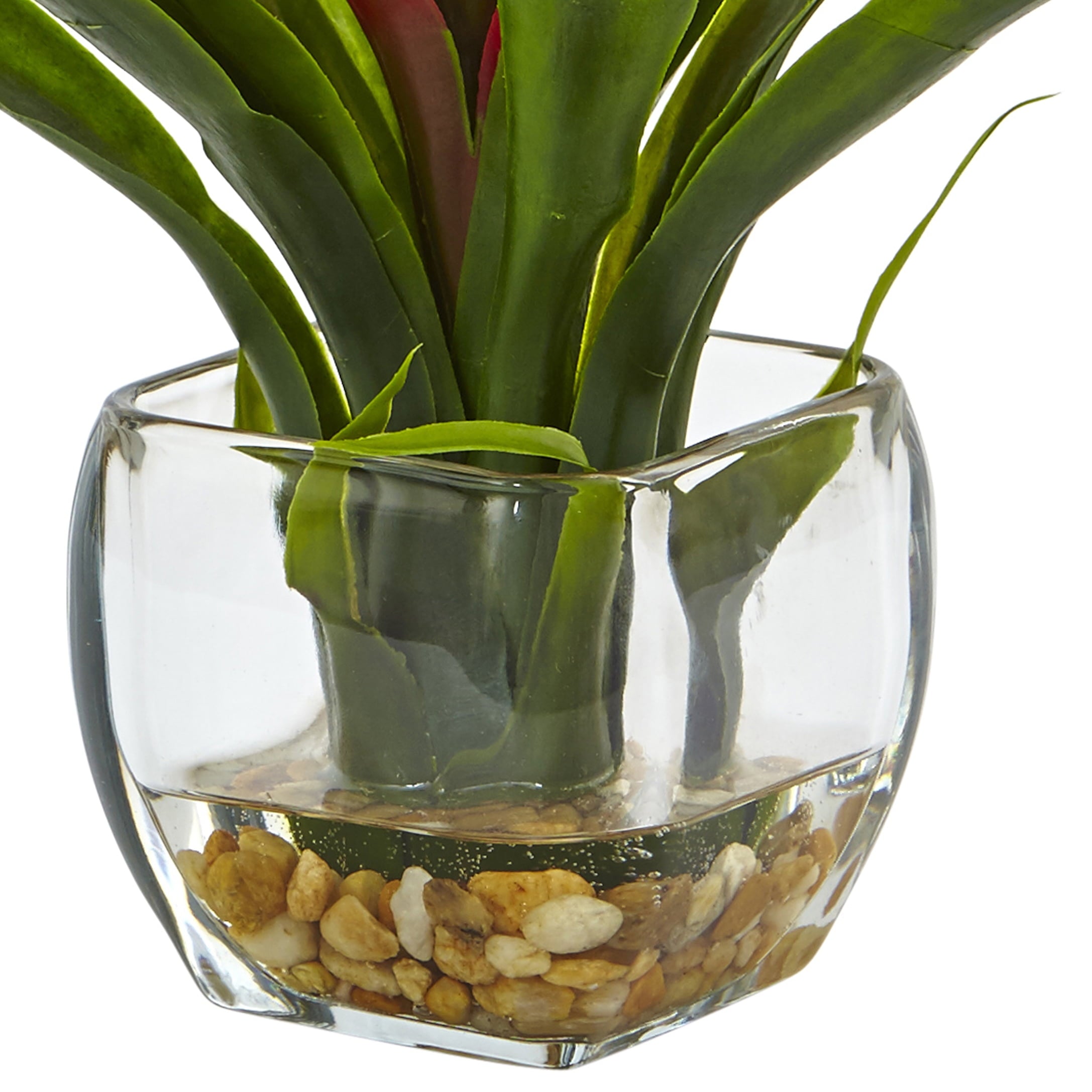 Nearly Natural Red Bromeliad with Vase Centerpiece