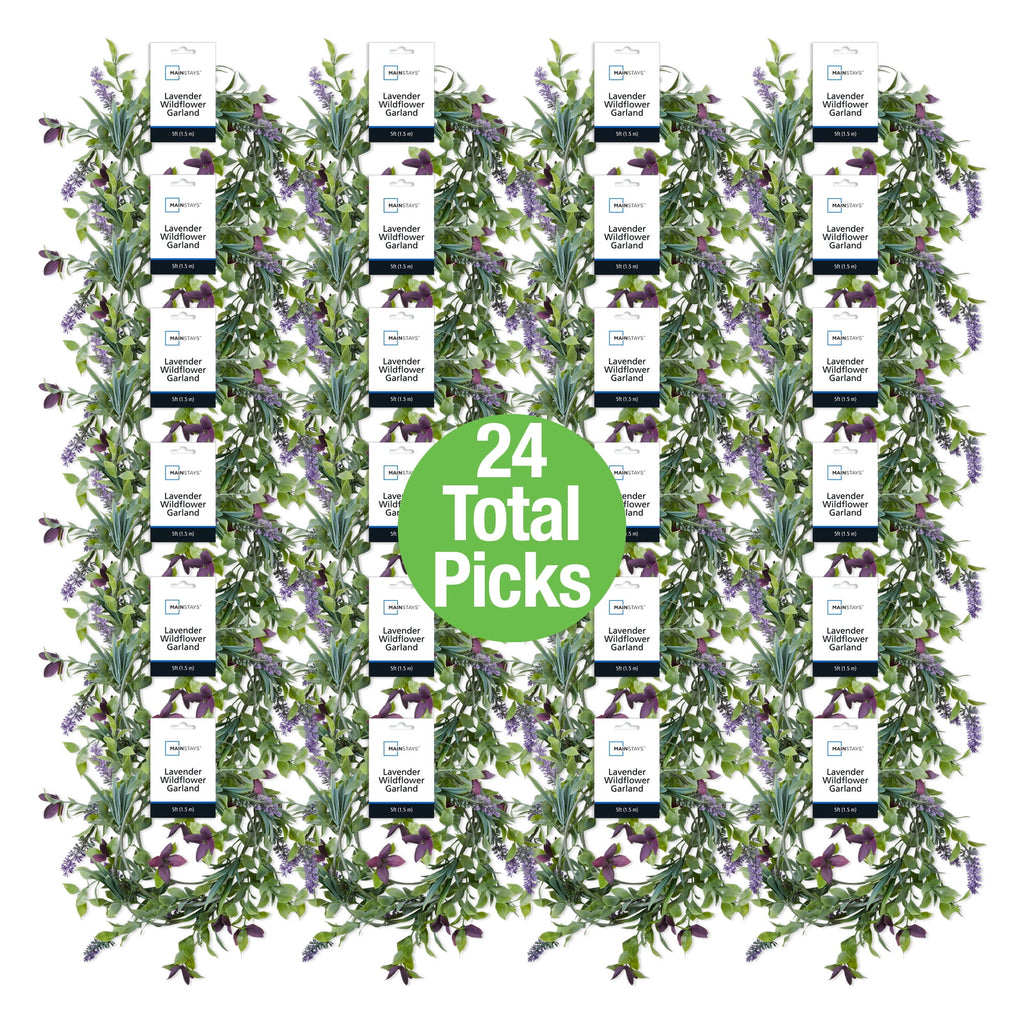 Mainstays 5' Artificial Lavender Wildflower Garland, 24pk