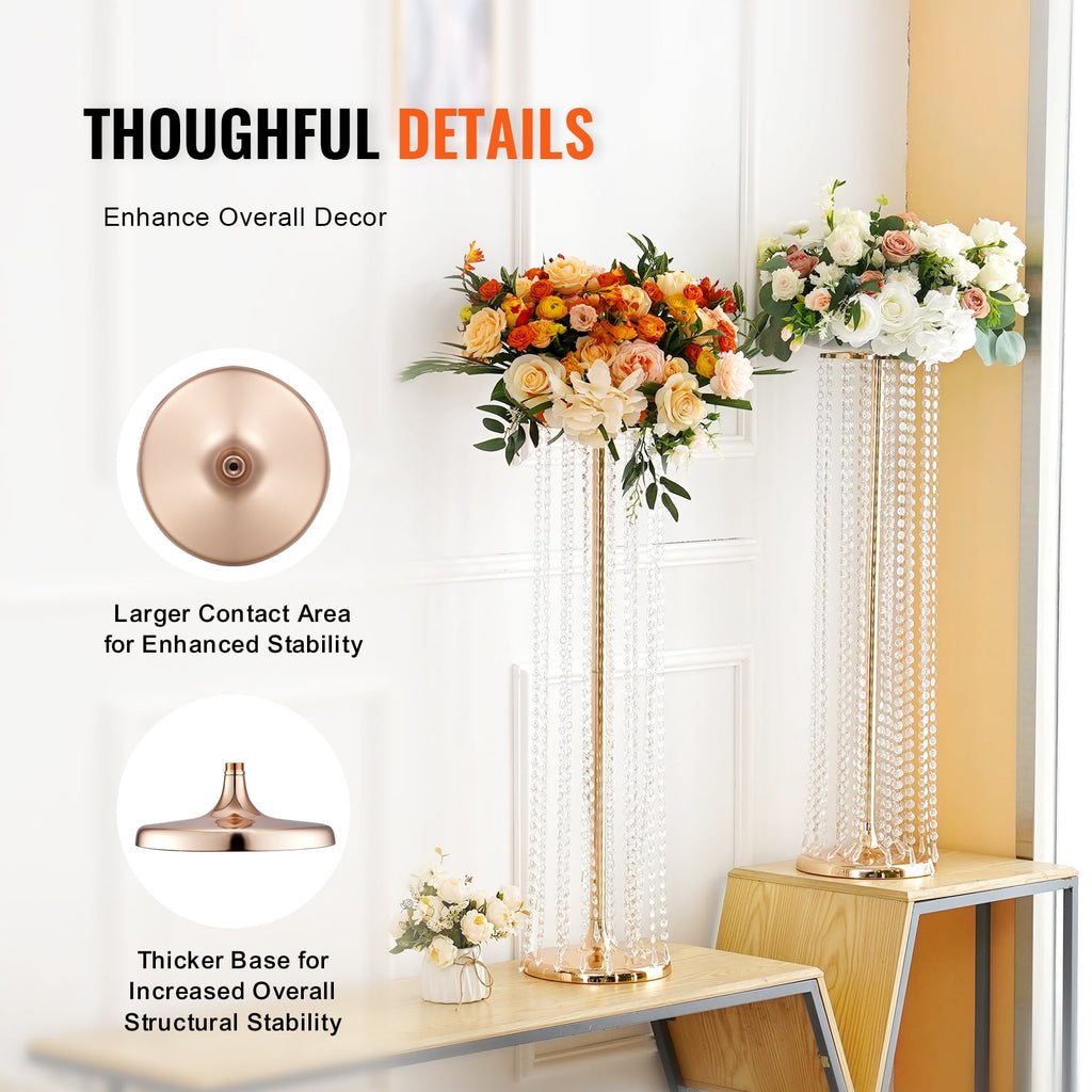 KFFKFF Crystal Wedding Flowers Stand Luxurious Centerpieces 2PCS 35.43inch Tall