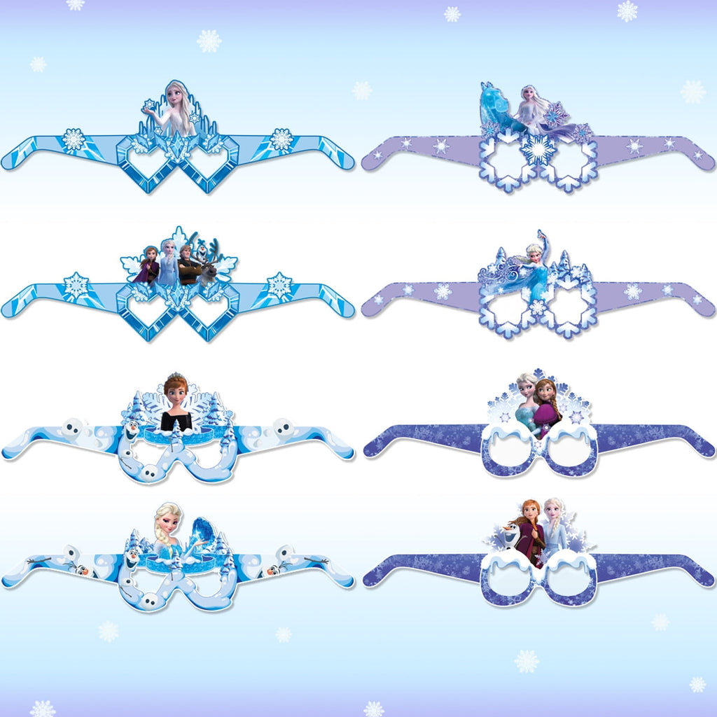 16Pcs Frozen Themed Glasses, Party Supplies Photo Booth Prop Cartoon Character Cosplay Birthday Gift for Kids.