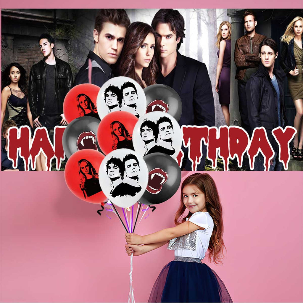 The Vampire Diaries Balloons Supplies Party Decor Plates Decorations Banner Cake Topper Tableware Banner Backdrop