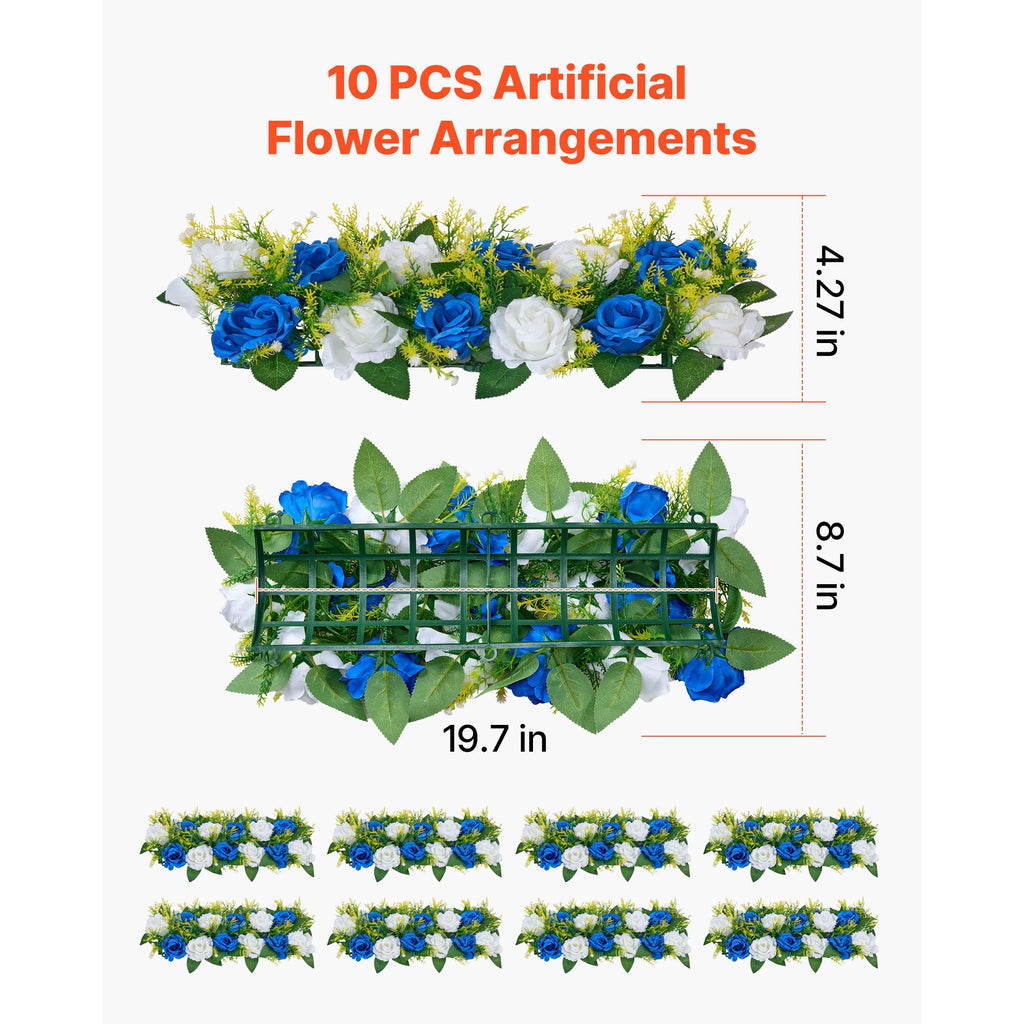 KFFKFF Artificial Flower Ball Arrangement Bouquet 10 PCS, 19.6 x 8.6 Inch Decorative Flower Balls for Wedding Table Centerpieces, Faux Rose Arrangements for Events and Home Decor
