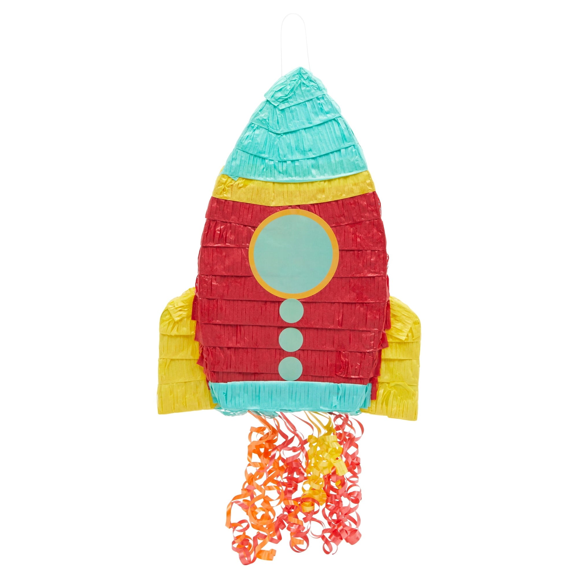 Pull String Rocket Ship Pinata - Outer Space Party Decorations for Astronaut Themed Birthday (Small, 16.5 x 12.5 x 3 in), For Ages 3+