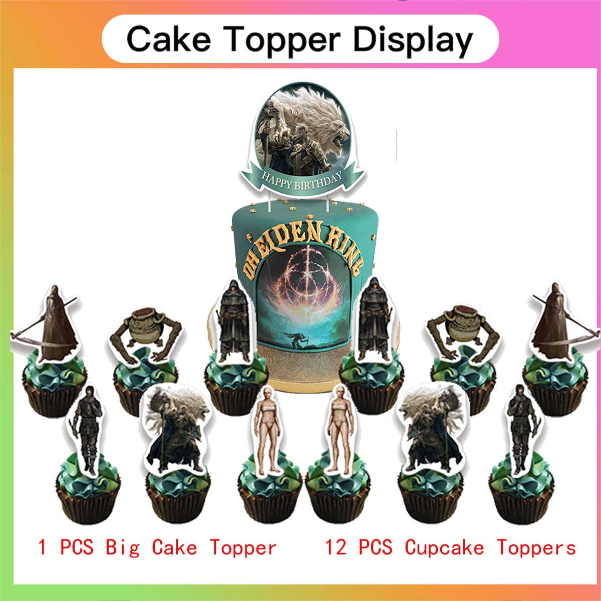 Elden Ring Party Supplies Decor Backdrop Cake Topper Plates Balloons Banner Decorations Tableware