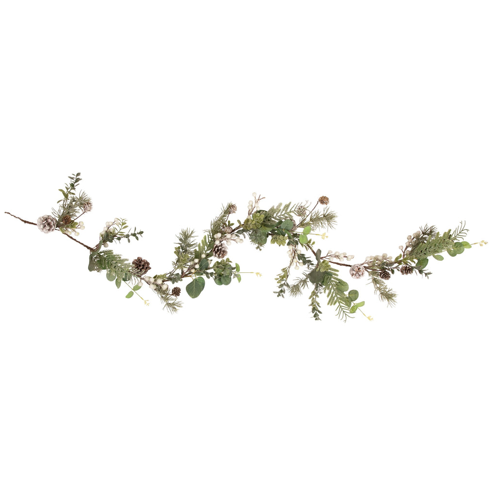5' White Berry Eucalyptus and Pinecone Christmas Garland - Unlit