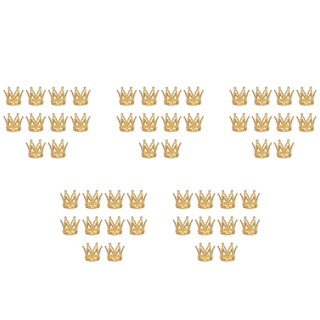 50 Pcs Gold Cake Topper Tiny Baby Small Rhinestone Crown for Flower Arrangements Shower Birthday Wedding Decor