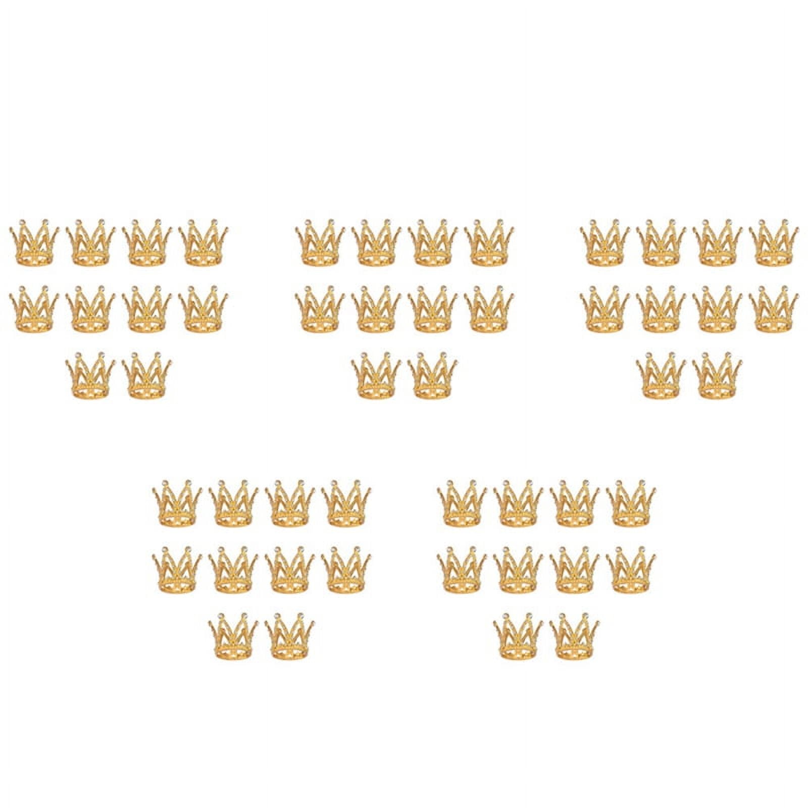 50 Pcs Gold Cake Topper Tiny Baby Small Rhinestone Crown for Flower Arrangements Shower Birthday Wedding Decor