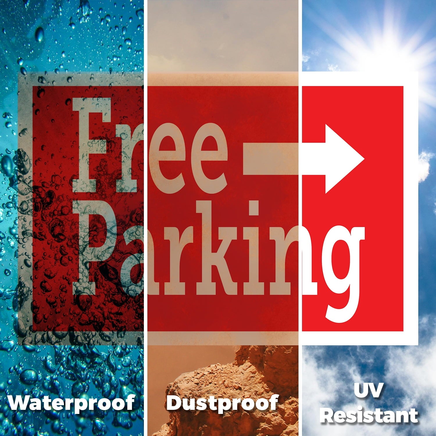 Free Parking Right Yard Sign 2 Pack of 24 Inch x 36 Inch Single Sided Weatherproof Heavy-Duty Plastic with Stake | Event Promotions, Clear Directions, Outdoor Display | Made in USA