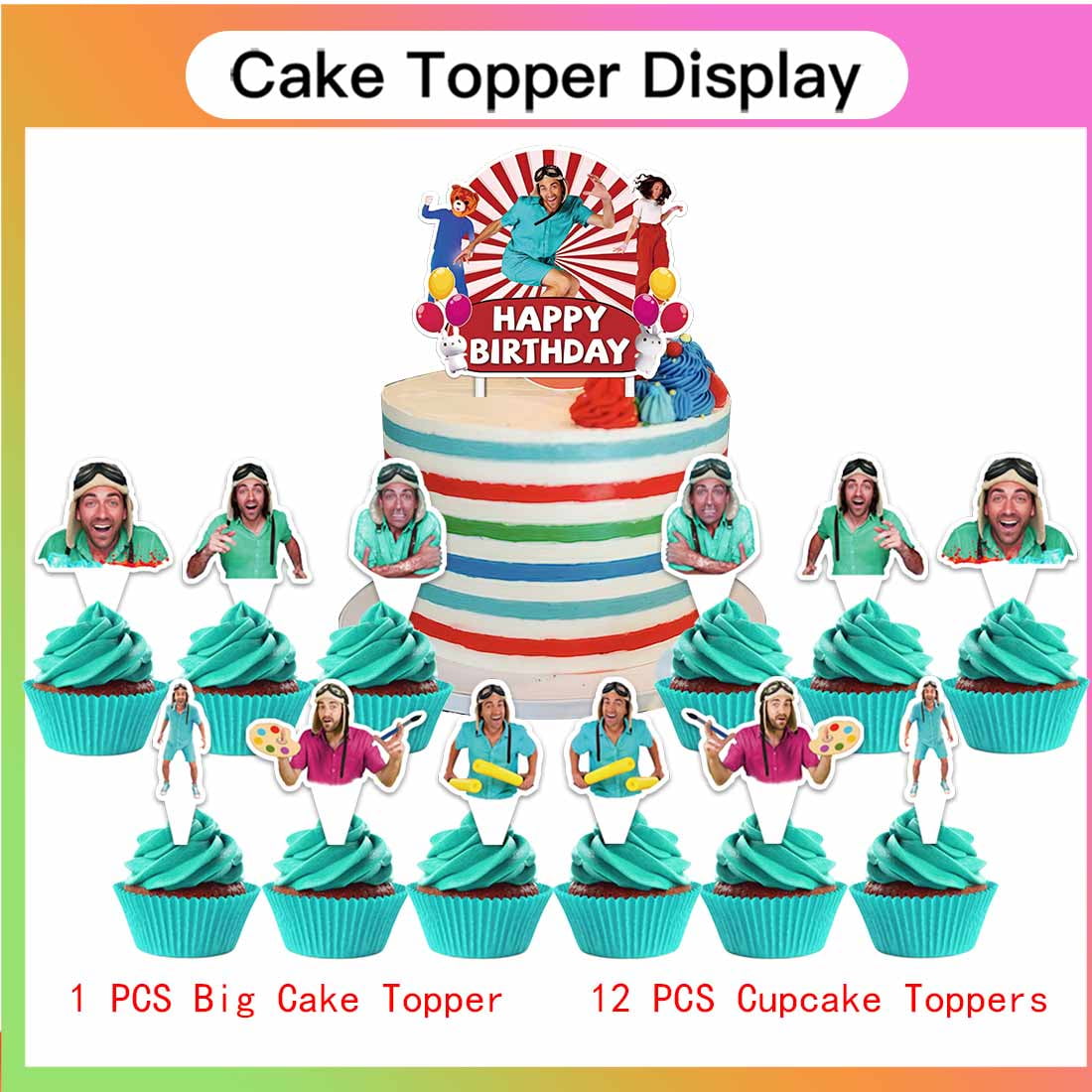 Danny go Balloons Party Supplies 3rd Decor Tableware Birthday Cake Topper Decorations Banner Backdrop