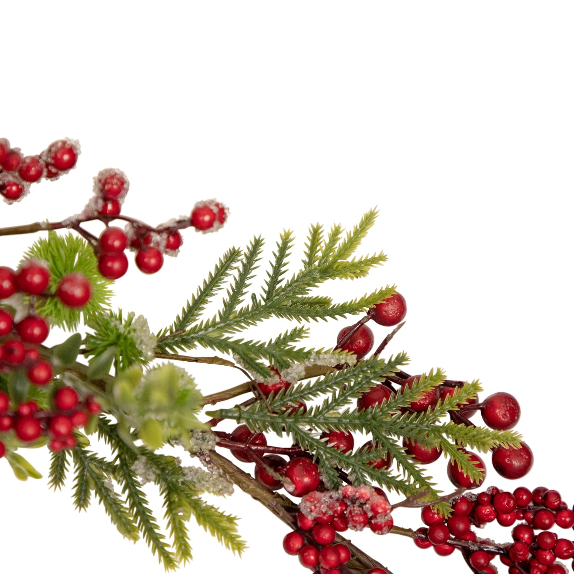 Northlight 5' x 8" Frosted Pine and Red Berry Christmas Garland - Unlit